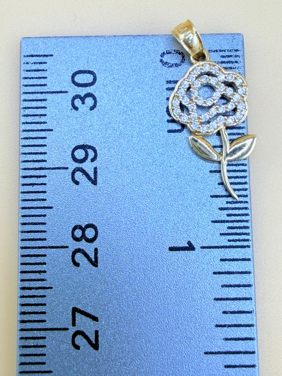 10K Gold Rose Pendant, Fits Chains Up to 3mm Thick. ch