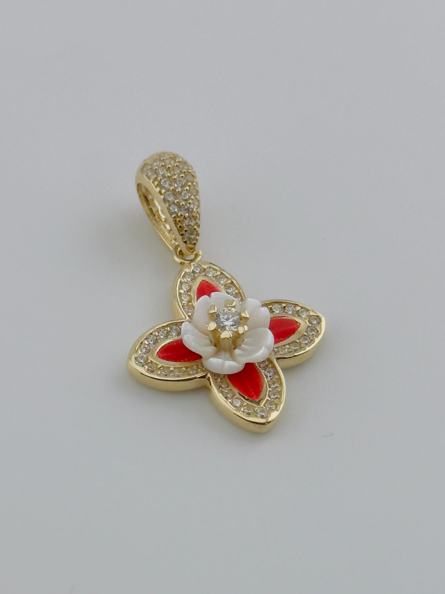 Flower Pendant, 14kt, ch40