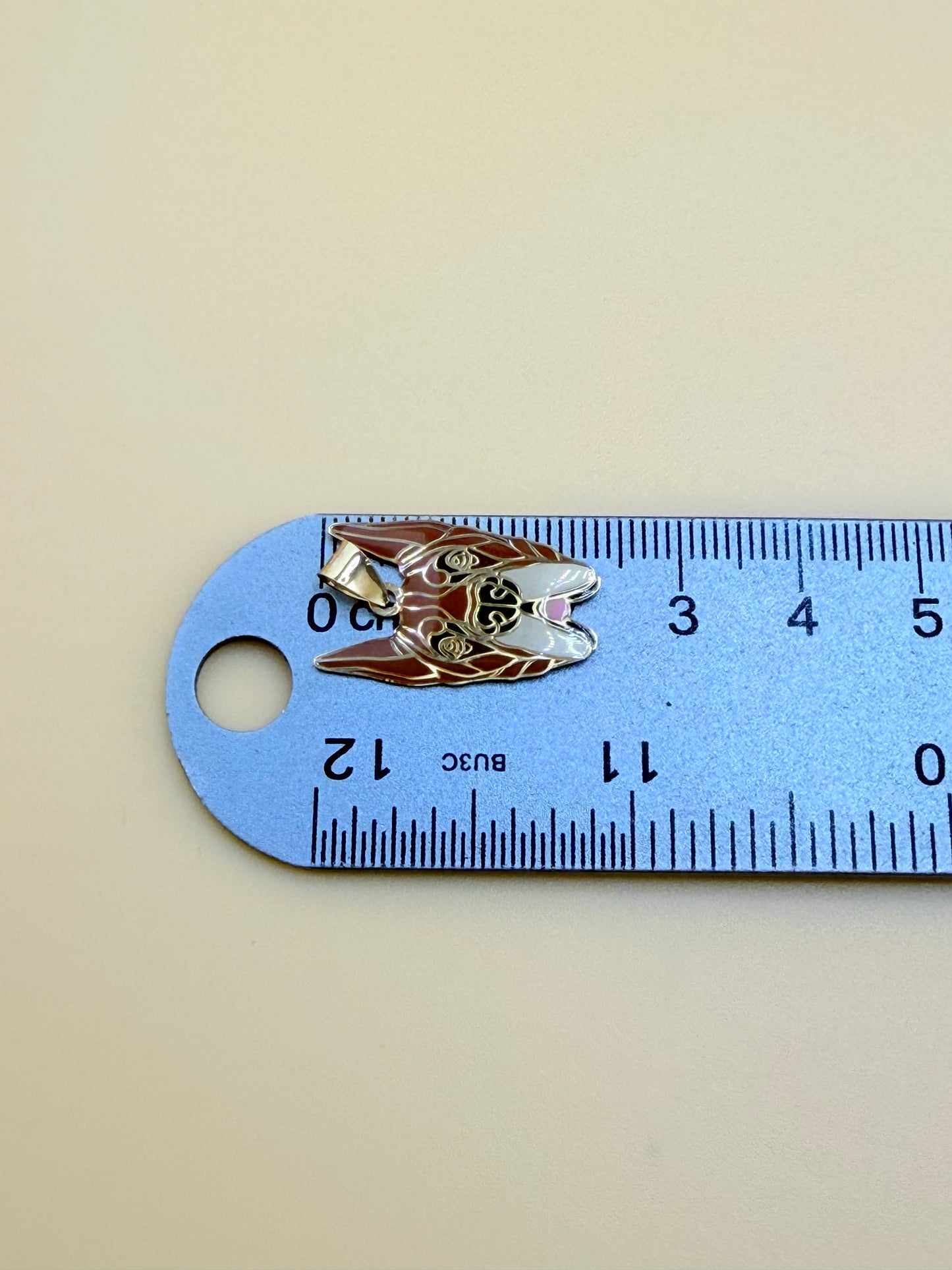 14K Gold Dog Pendant, Fits Chains Up to 3mm Thick, Double-Sided Design with the Same Figure on Both Sides. ch