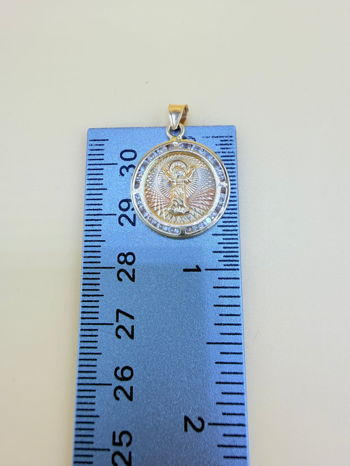 14K Gold Divine Child Medal Pendant, Fits Chains Up to 3mm Wide. ch