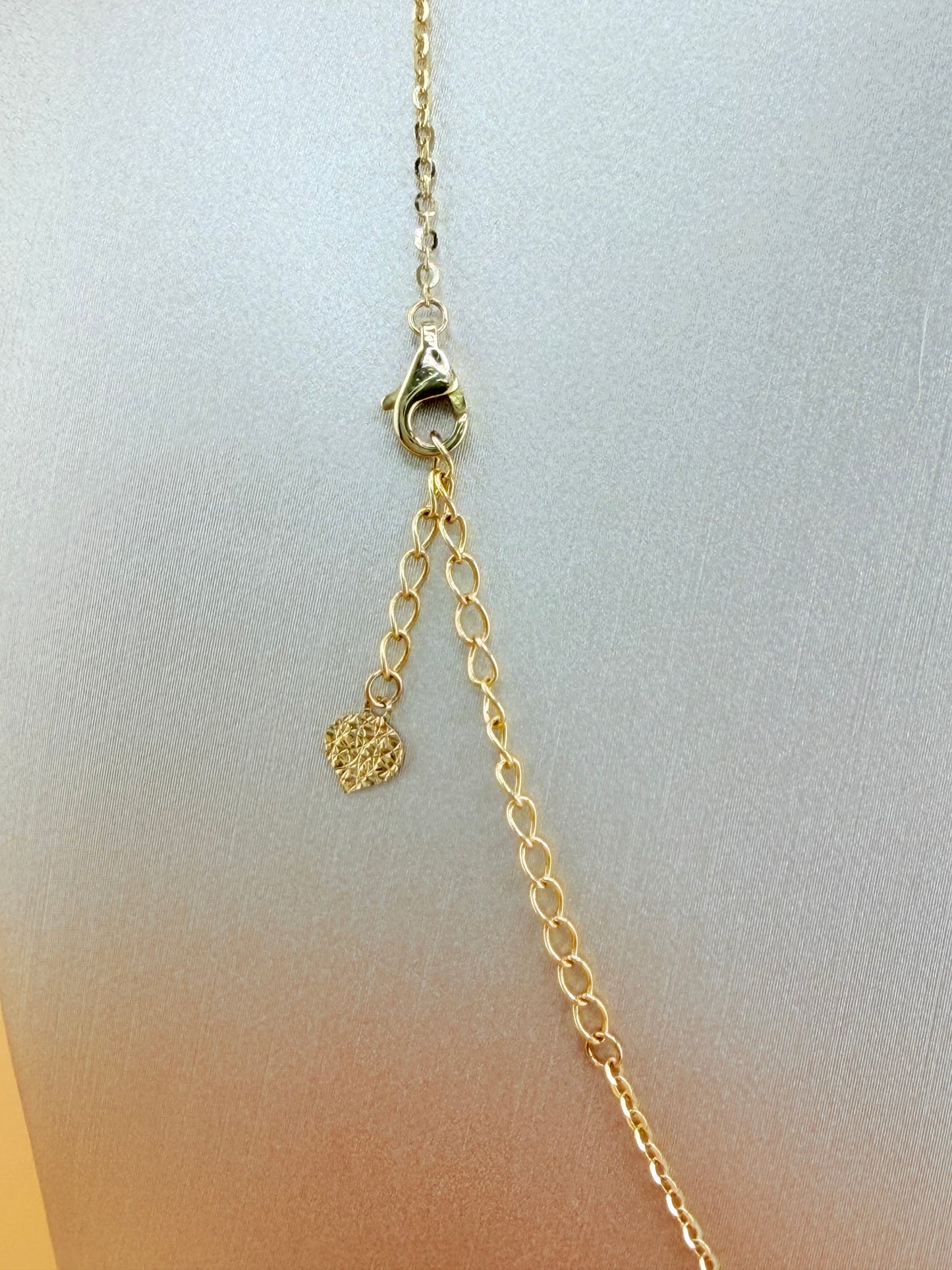 14K Solid Gold Chain with Small Clover Pendant, 18” Long, 1mm Thick. n
