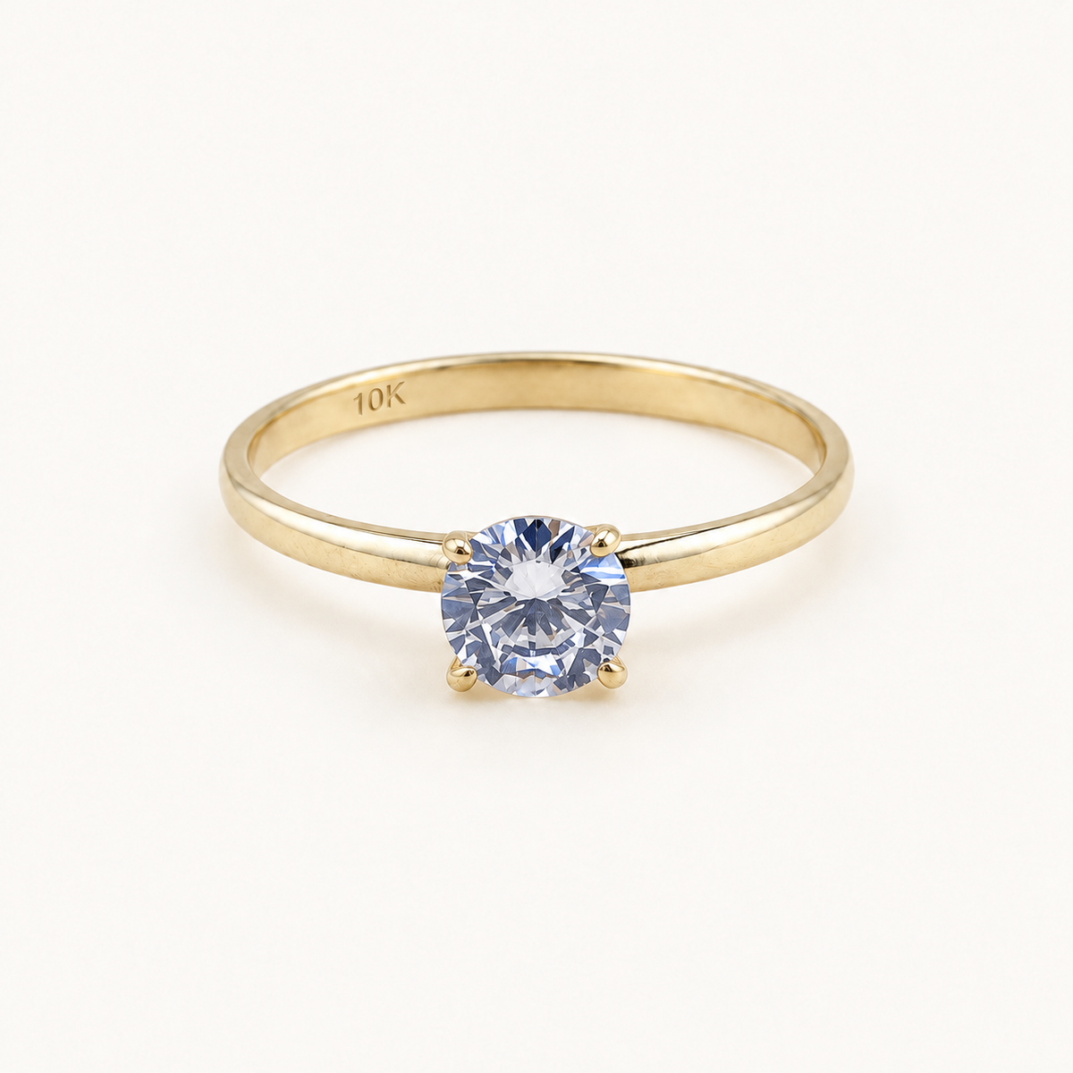 10K Solid Gold Round Solitaire Promise & Engagement Ring – Size 7