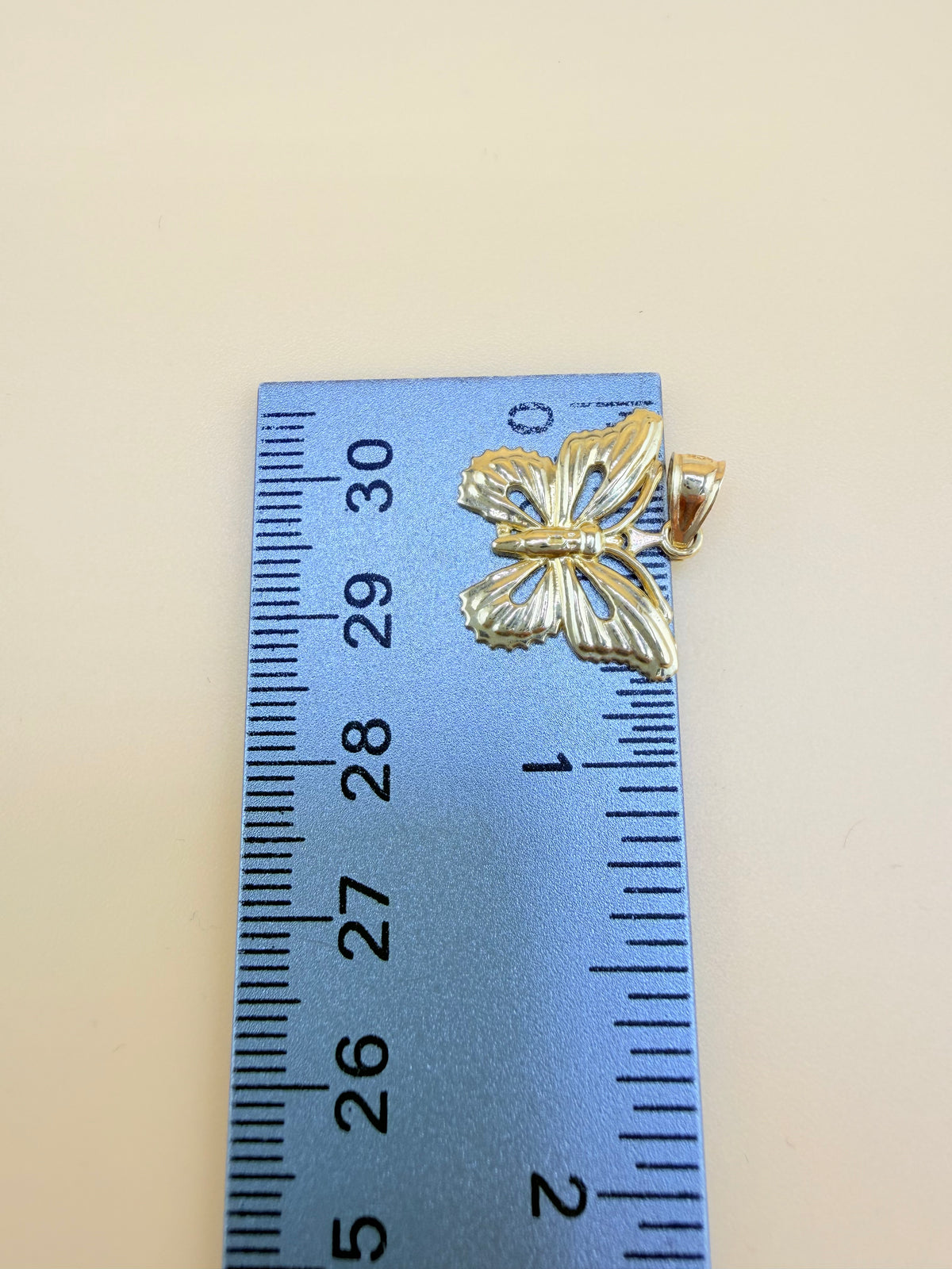 10K Solid Gold Butterfly Pendant, Fits Chains Up to 3mm Thick. ch