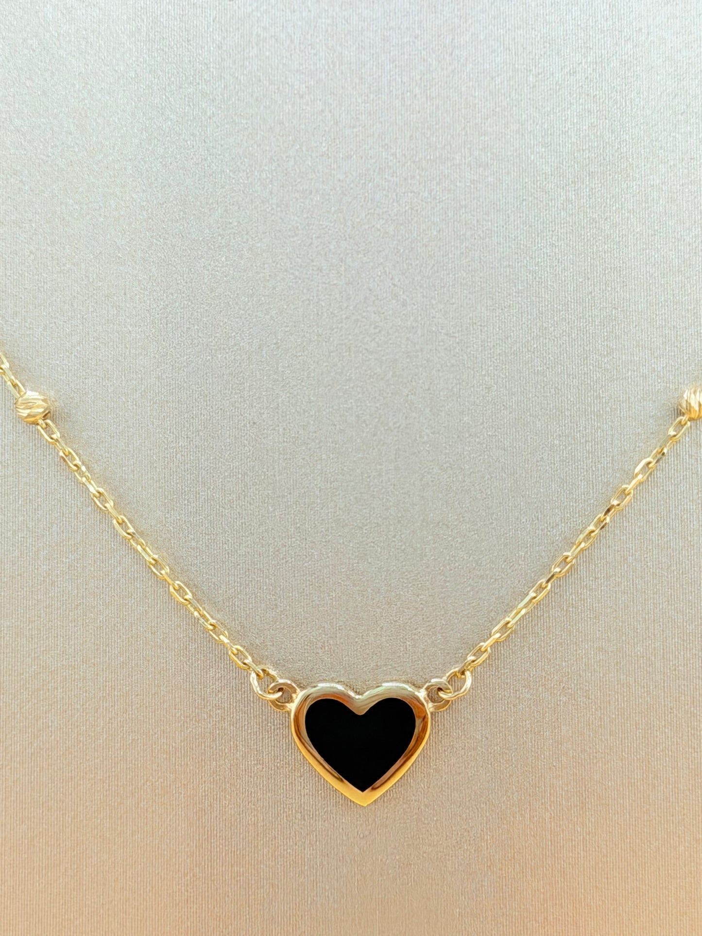 14kt Solid Gold Chain with Heart Pendant, Size 16”–18”. n