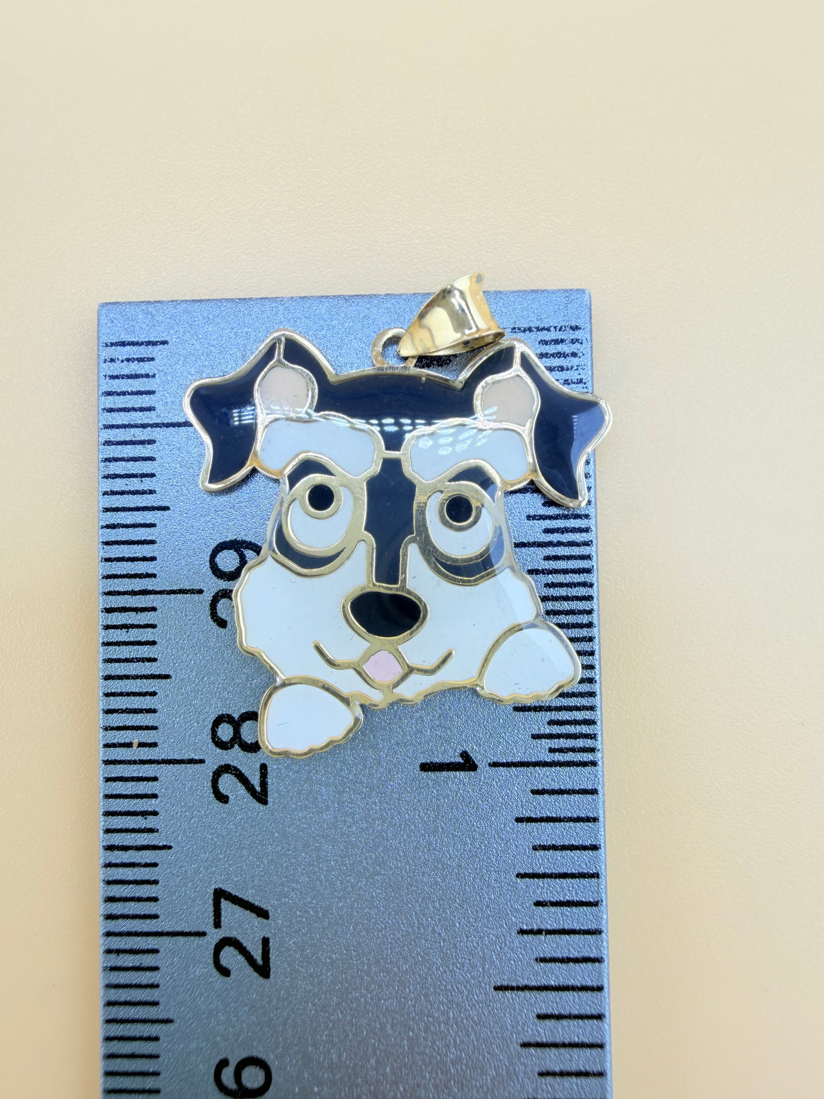14K Gold Dog Pendant, Fits Chains Up to 3mm Thick, Double-Sided Design with the Same Figure on Both Sides. ch