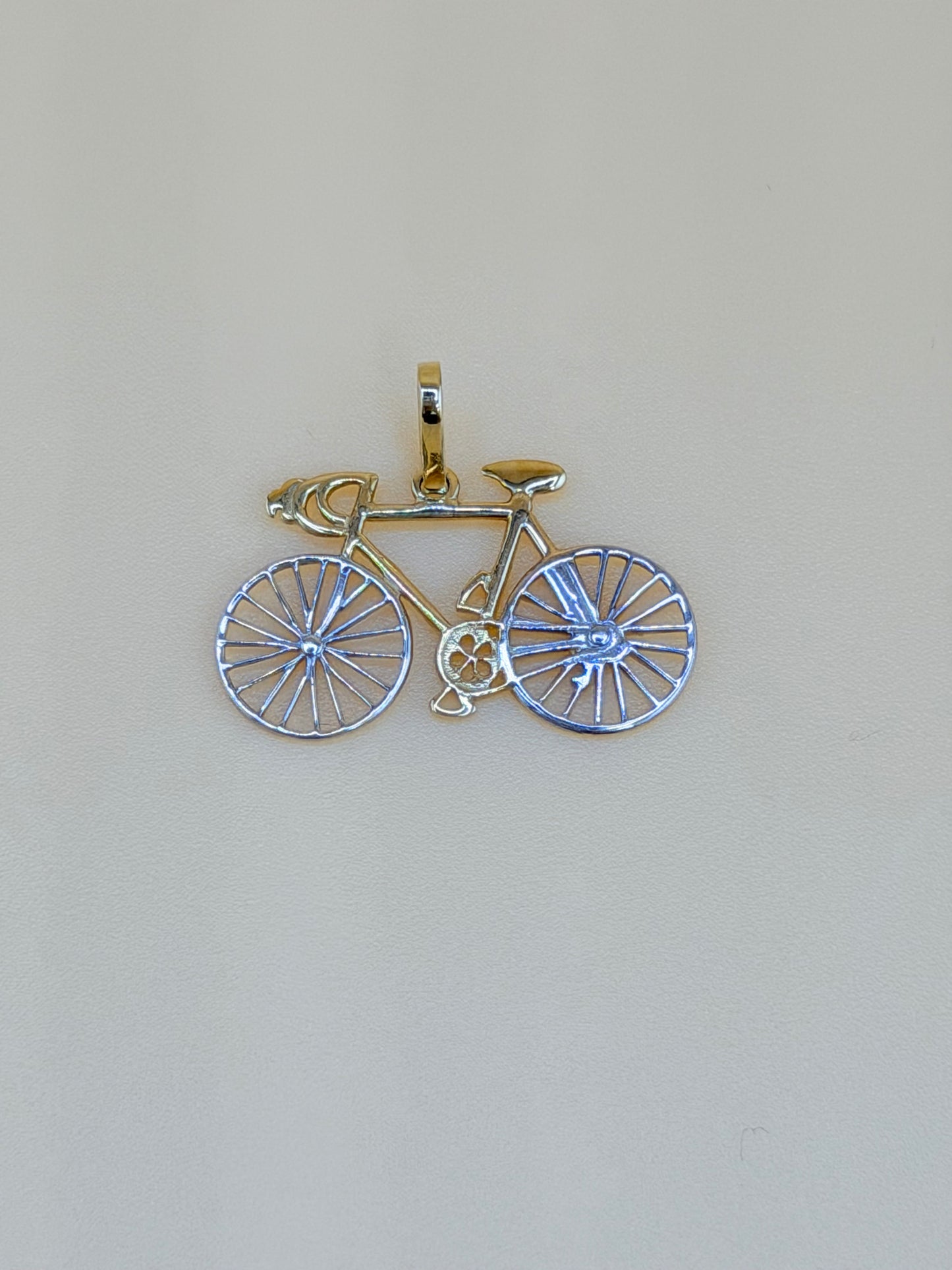 14kt Solid Gold Bicycle Pendant, 2.46 cm Long. ch