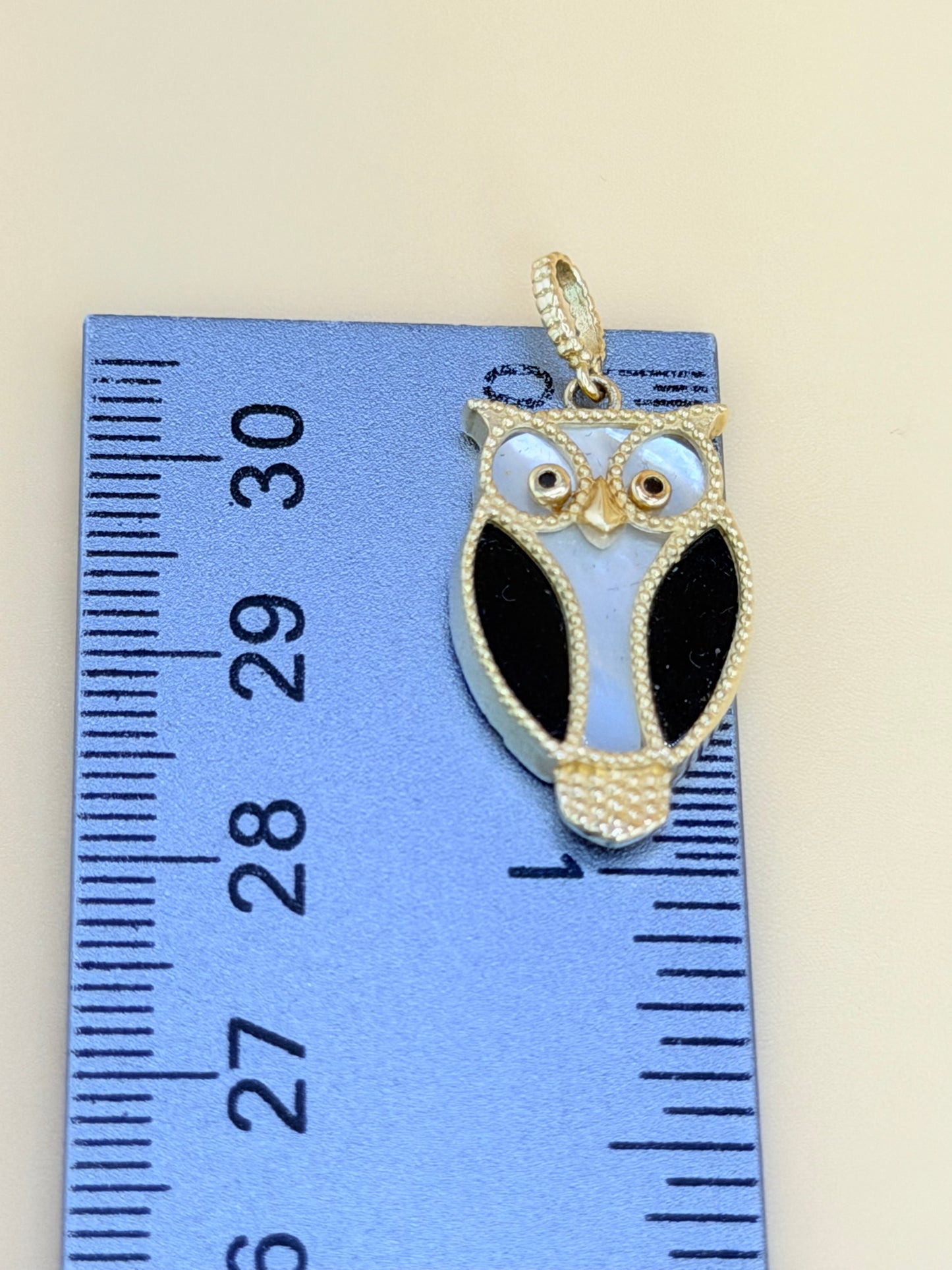 14K Gold Owl Pendant, Fits Chains Up to 3mm Thick. ch
