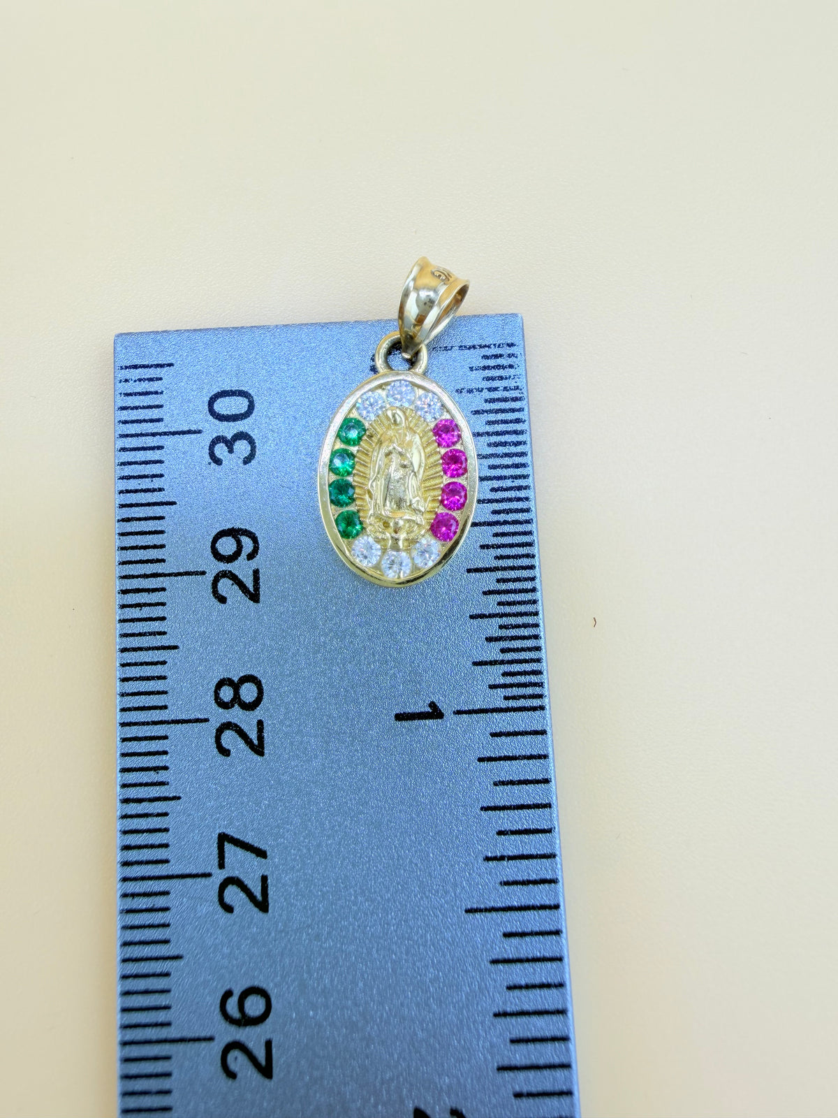 10K Small Solid Gold Our Lady of Guadalupe Medal, Fits Chains Up to 3mm Thick. ch