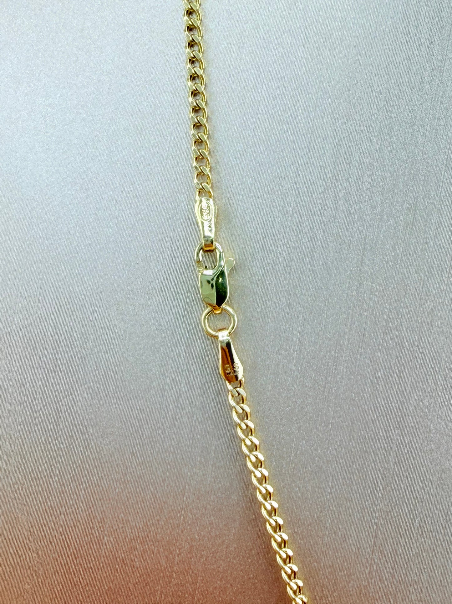 14K Gold Chain with St. Jude Pendant, 16” Semi-Solid Chain, 2mm Thick. n