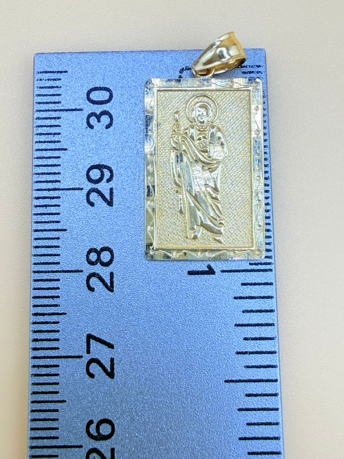 10K Solid Gold St. Jude Medal, Fits Chains Up to 4mm Thick. ch