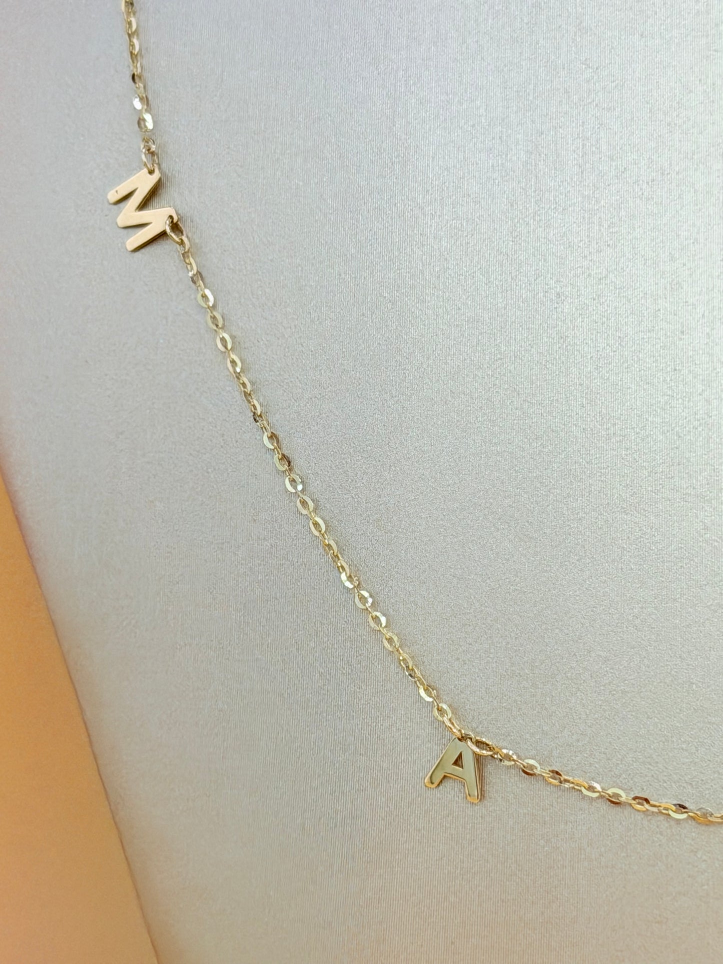 4K Solid Gold Chain with Mom Pendants, 16”-18” Long.