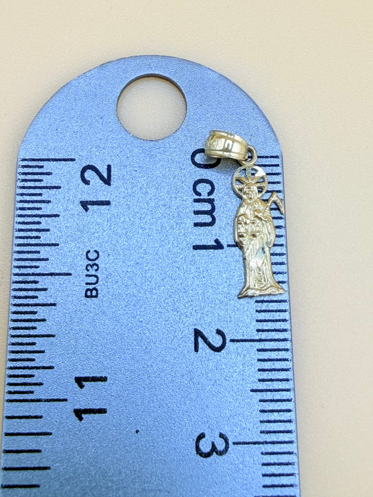 10K Small Gold Pendant, Fits Chains Up to 3mm Thick. ch