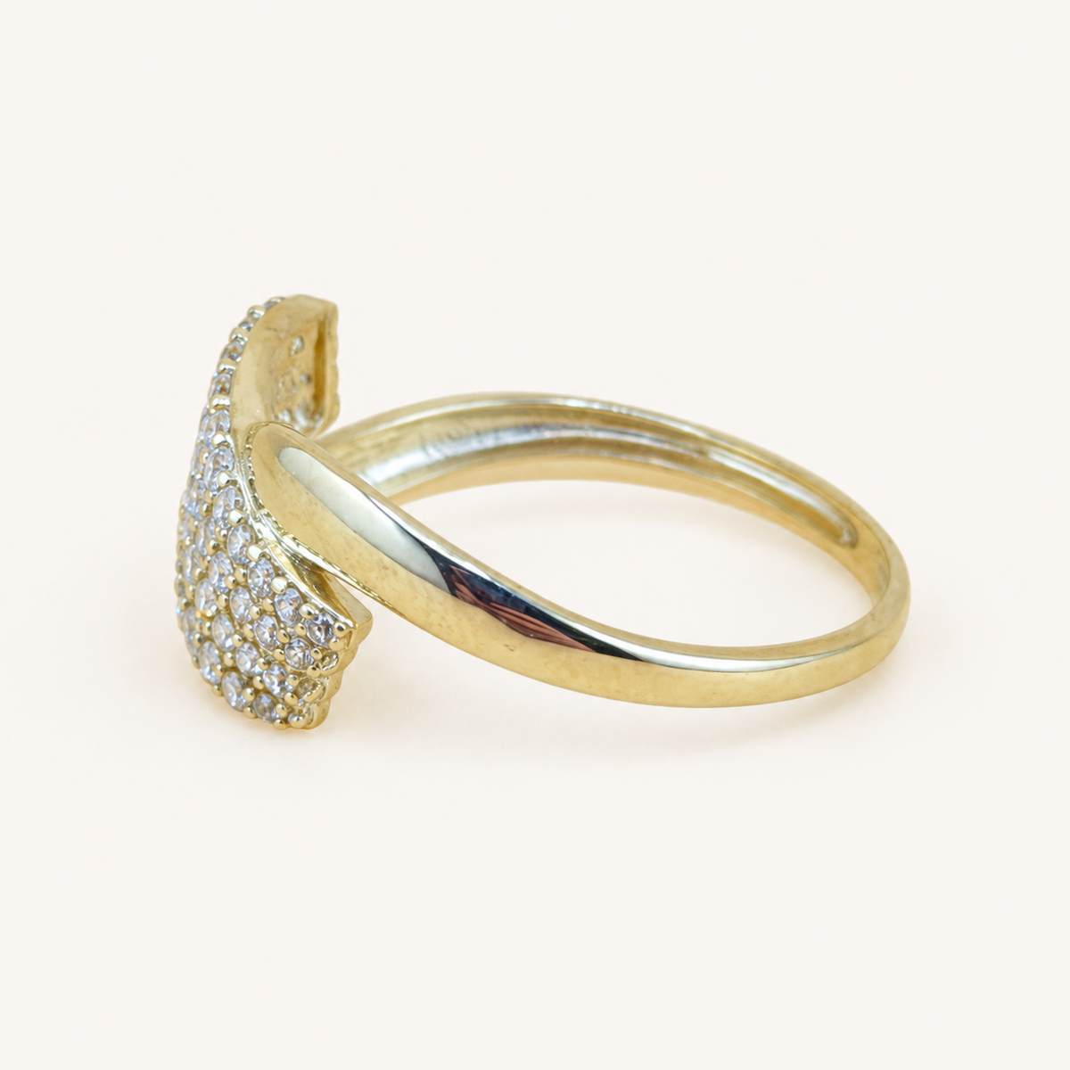 10K Gold Geometric Crossover CZ Ring – Size 7