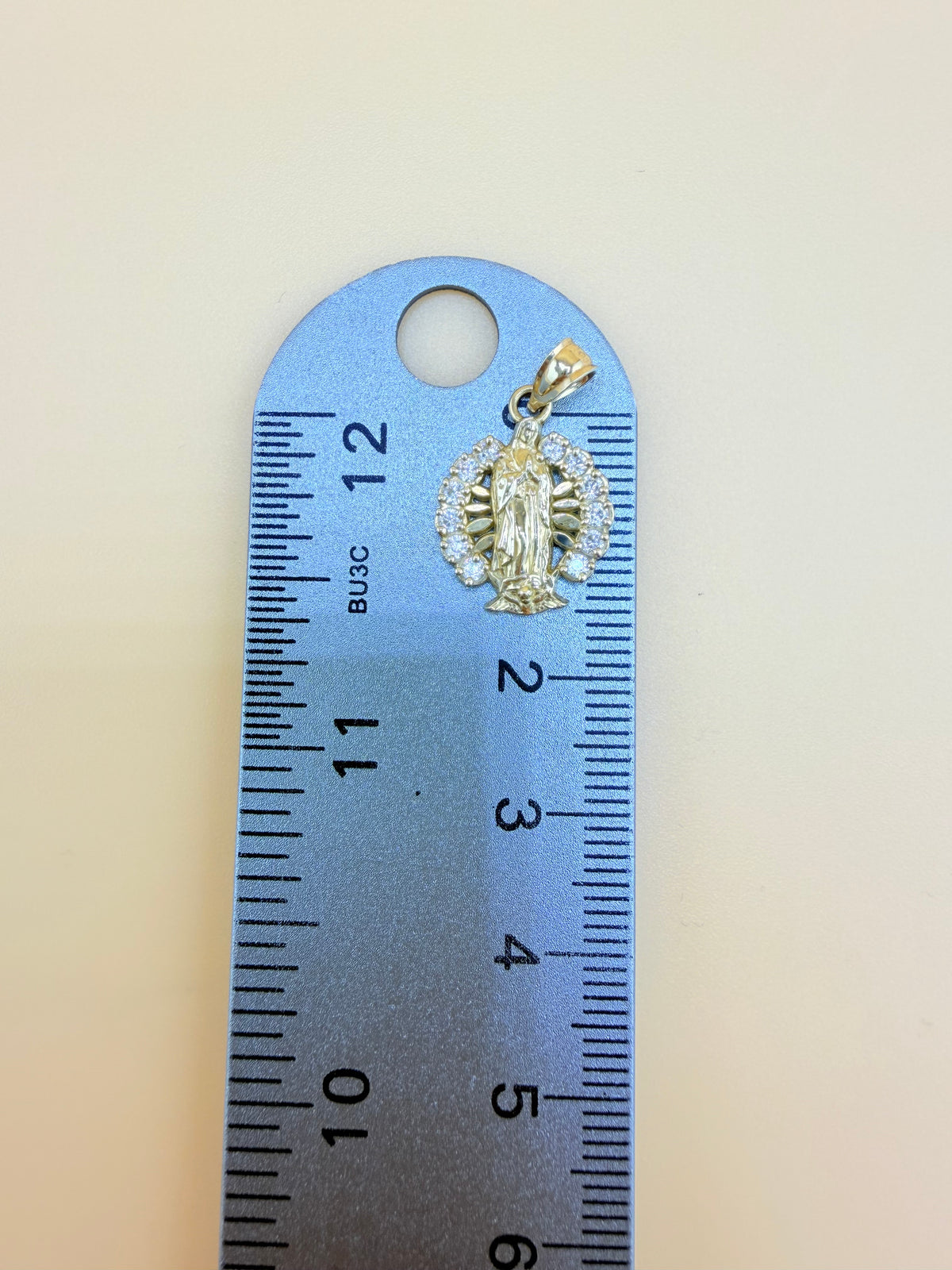10K Gold Our Lady of Guadalupe Pendant, Fits Chains Up to 3mm Thick. ch