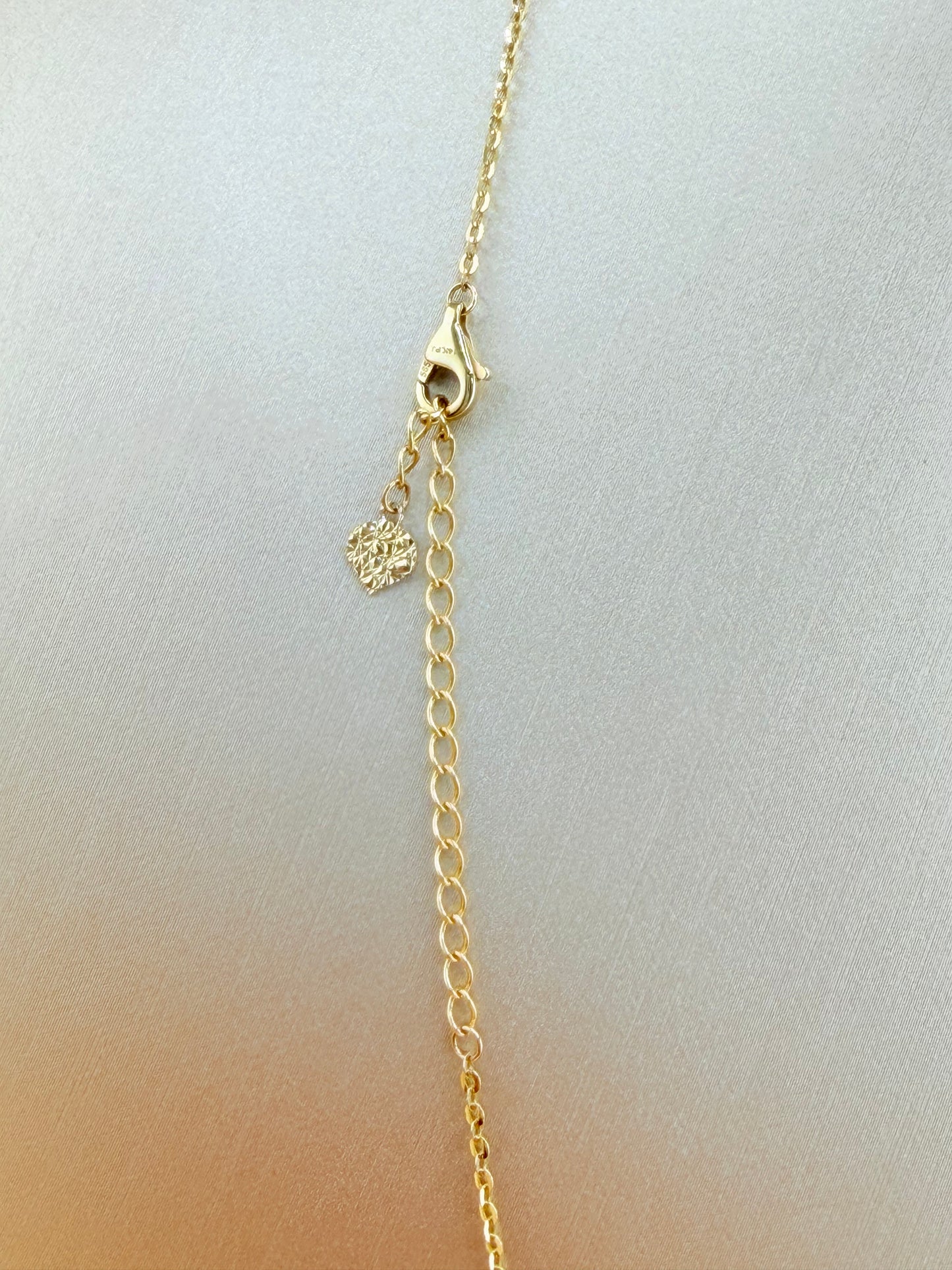 14kt Gold Chain with “V” Initial Pendant, Adjustable 16”–18” Length, 1mm Thick. n