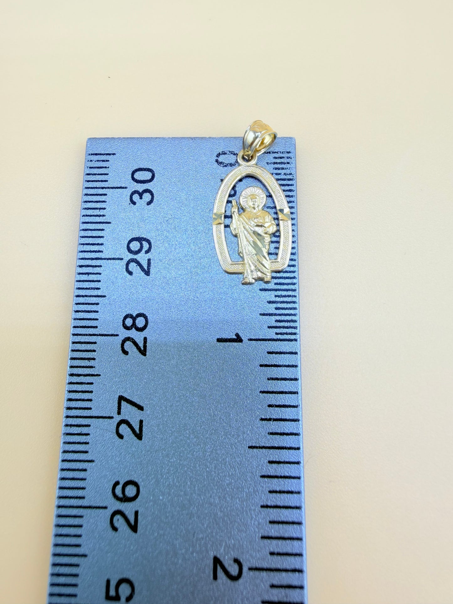 10K Small St. Jude Gold Pendant, Fits Chains Up to 3mm Thick. ch