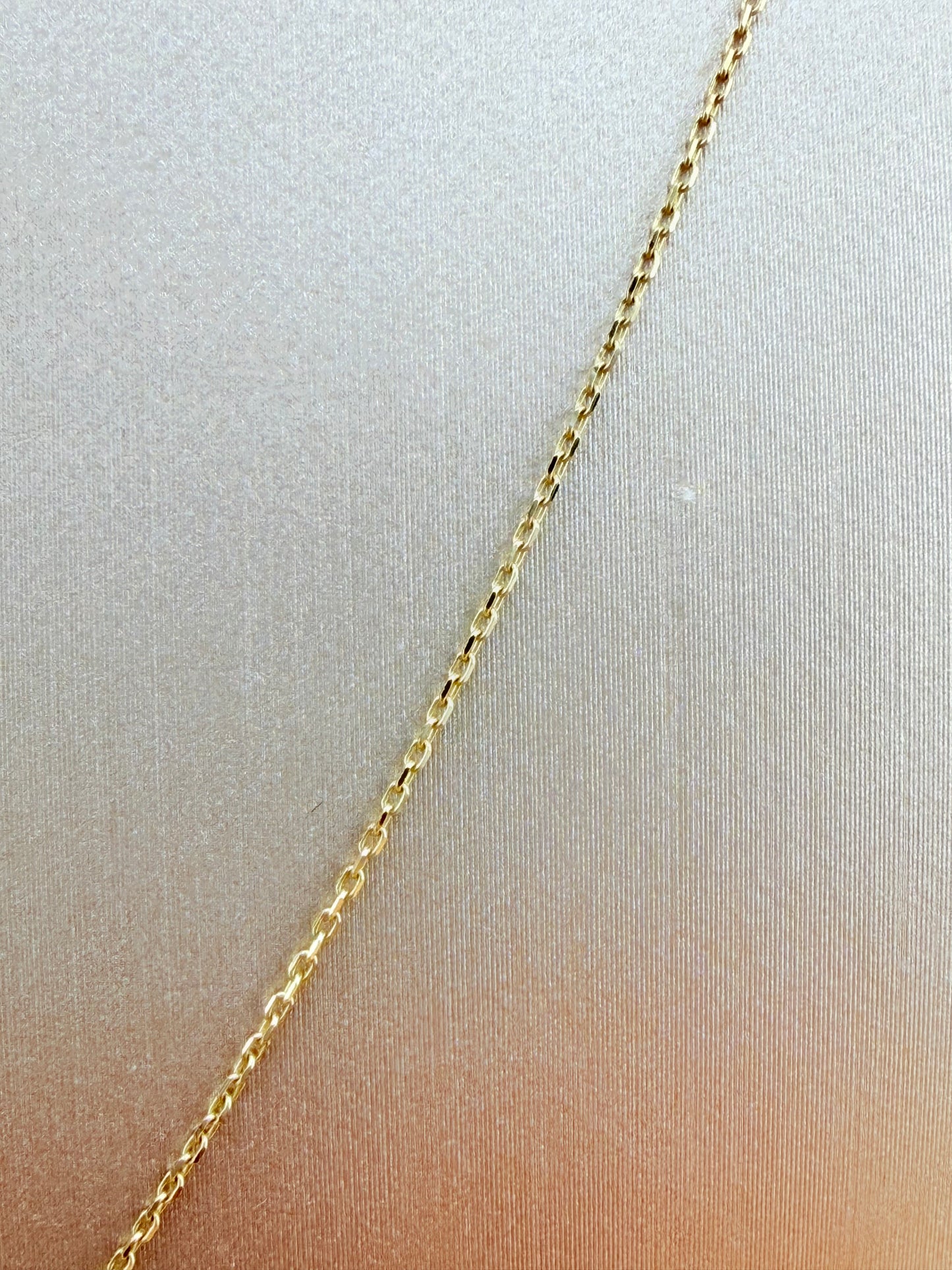 14K Gold Chain with Small Lightning Bolt Pendant, Adjustable 16”–18” Length, 0.6mm Thick. n