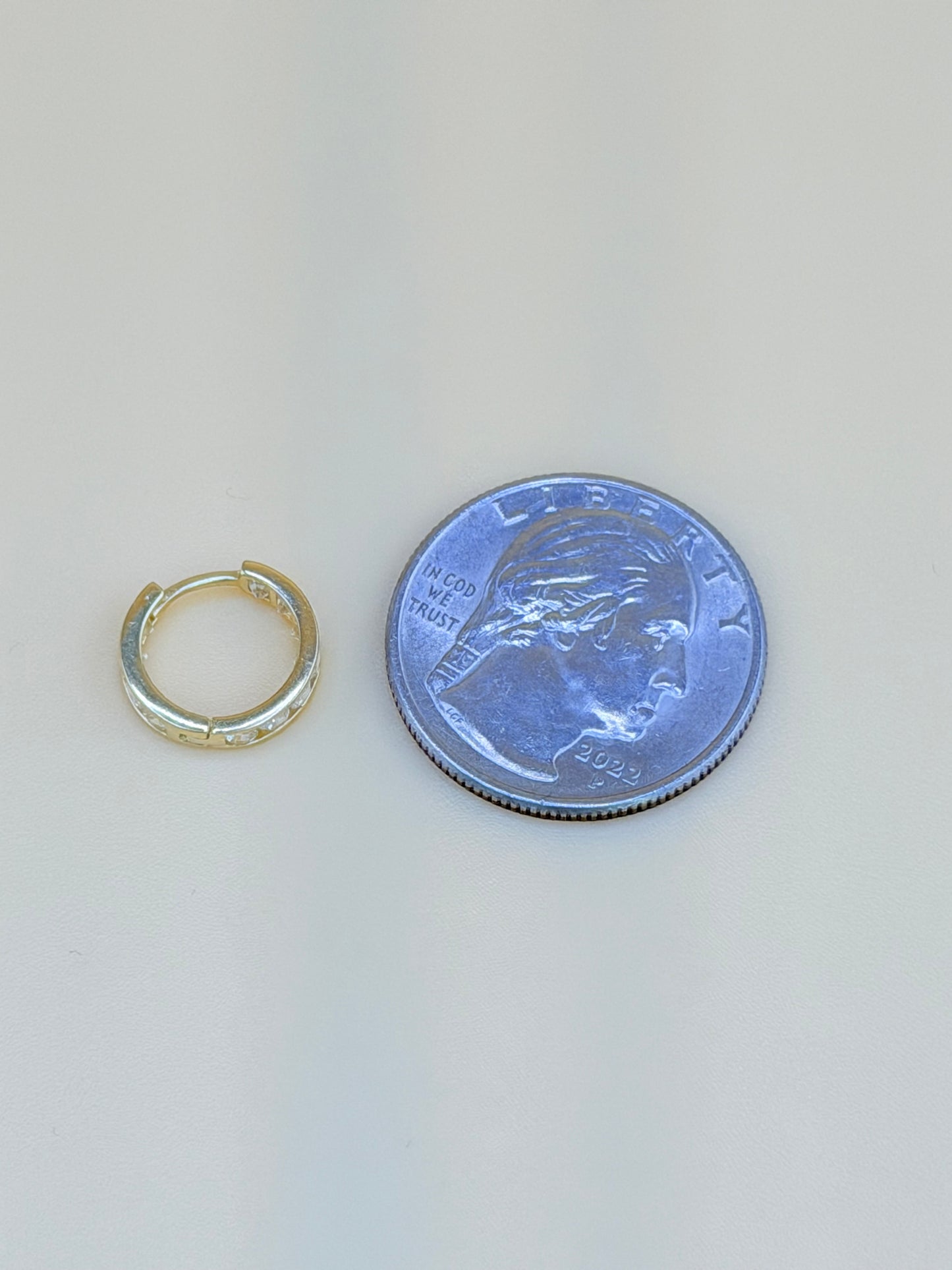 14kt Gold Small Hoop Earrings with Stones, 1.27cm in Diameter.