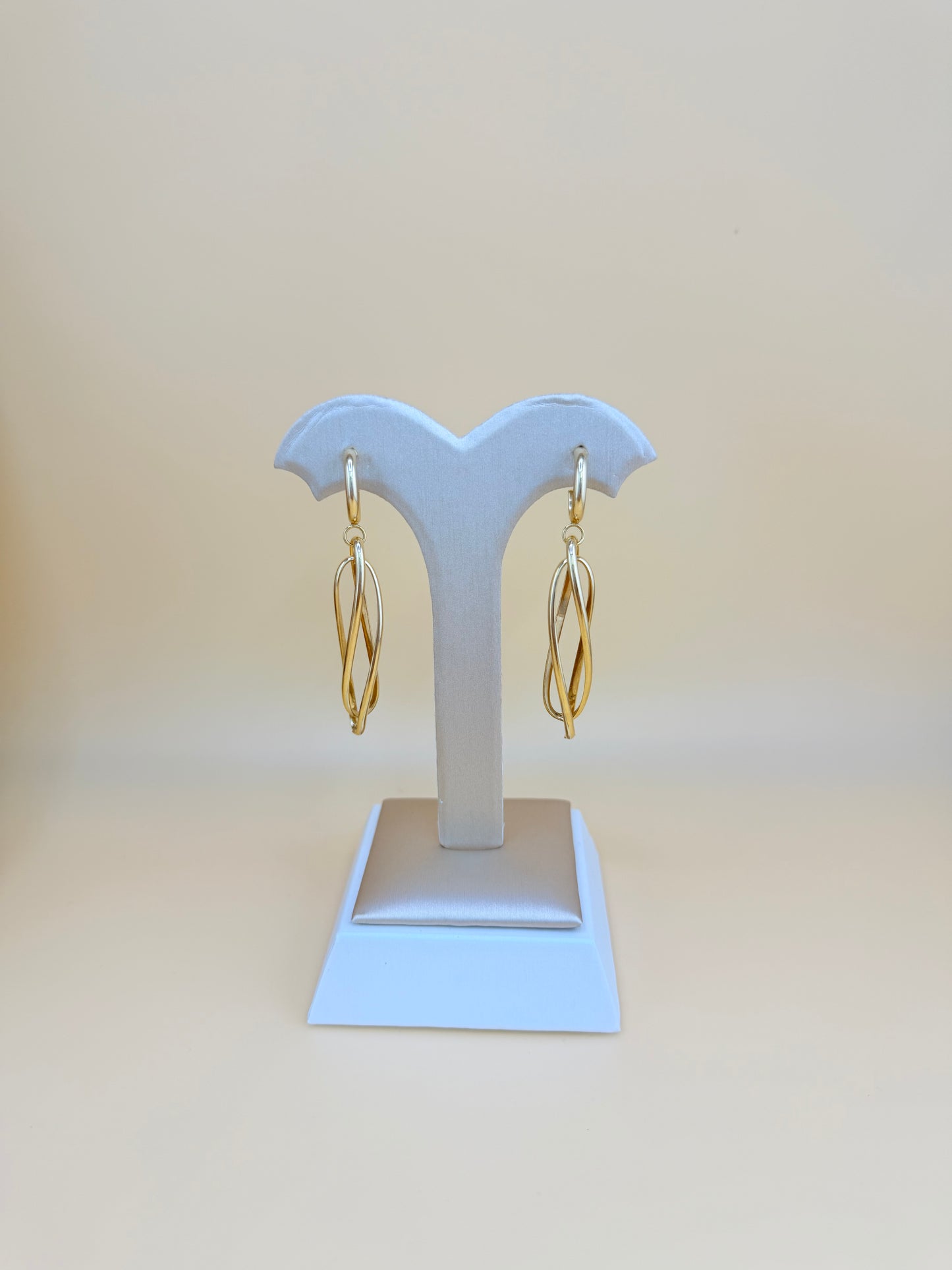 14kt Semi-Solid Gold Long Spiral Earrings.