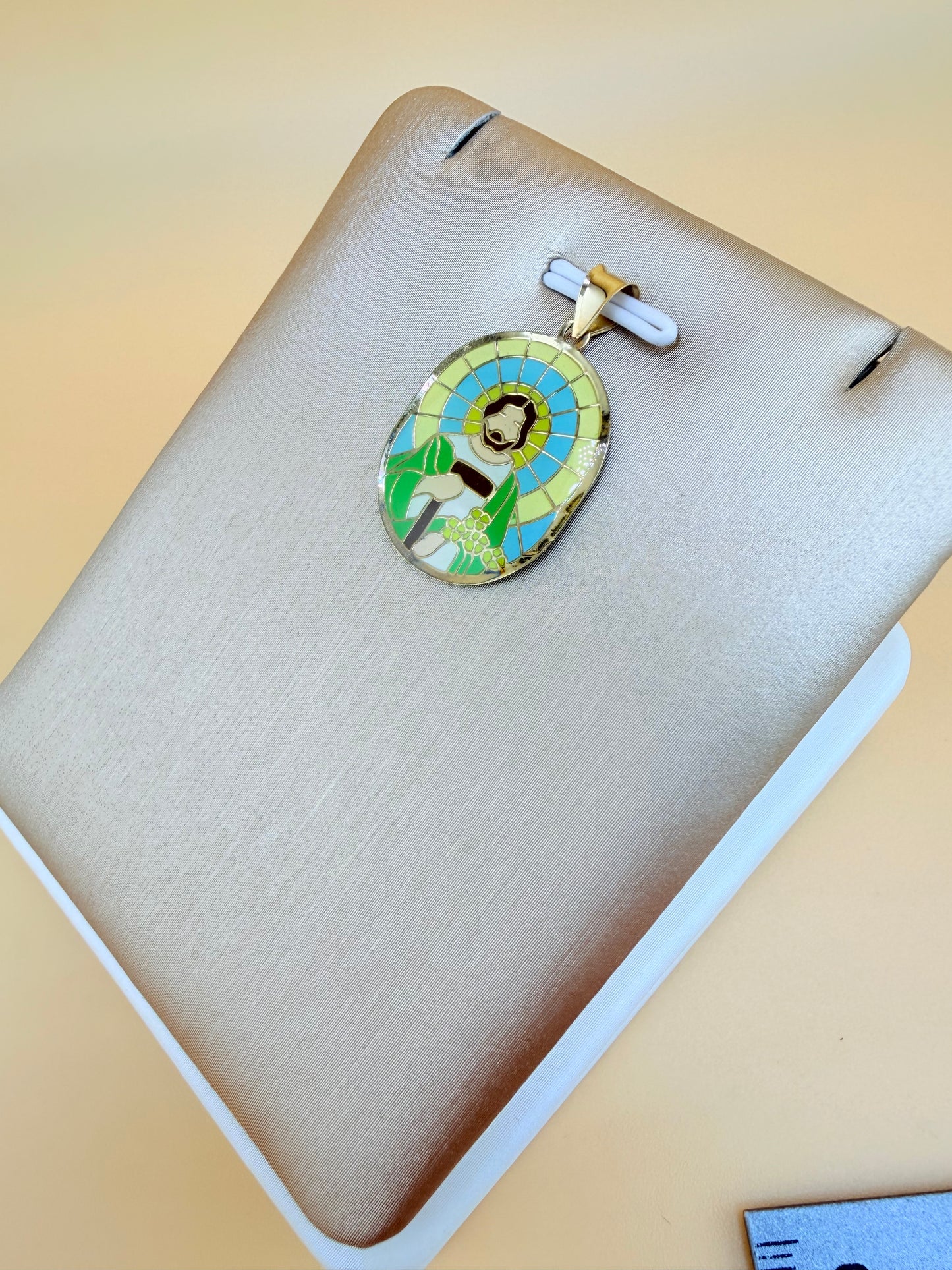 14K Gold St. Jude Pendant, Fits Chains Up to 4mm Thick, (Double-Sided Design with the Same Figure on Both Sides.)