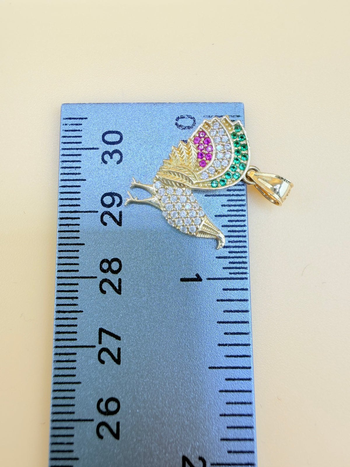 10K Gold Rooster Pendant, Fits Chains Up to 4mm Thick. ch