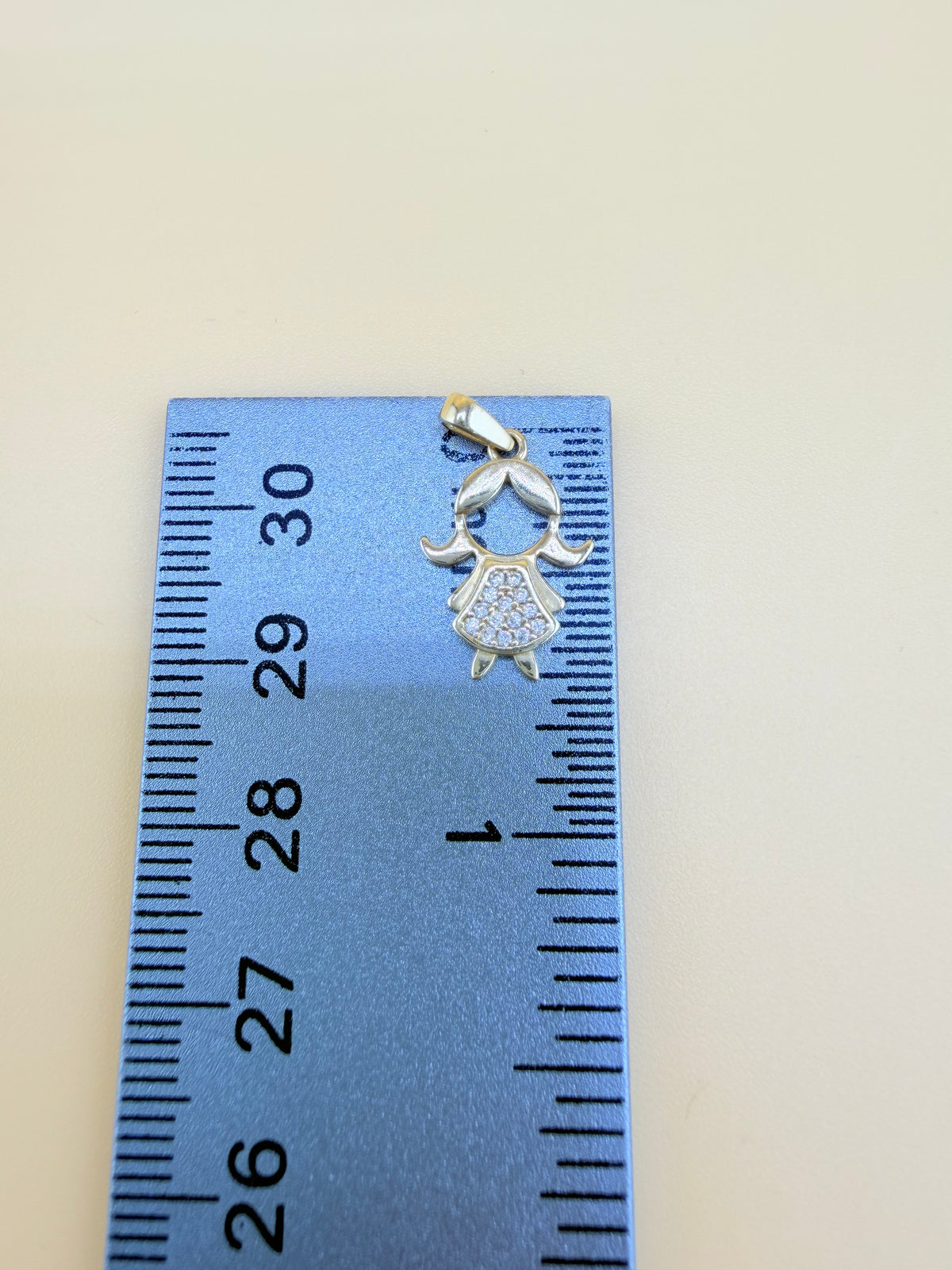 14K Gold Girl Pendant, Fits Chains Up to 2mm Thick. ch
