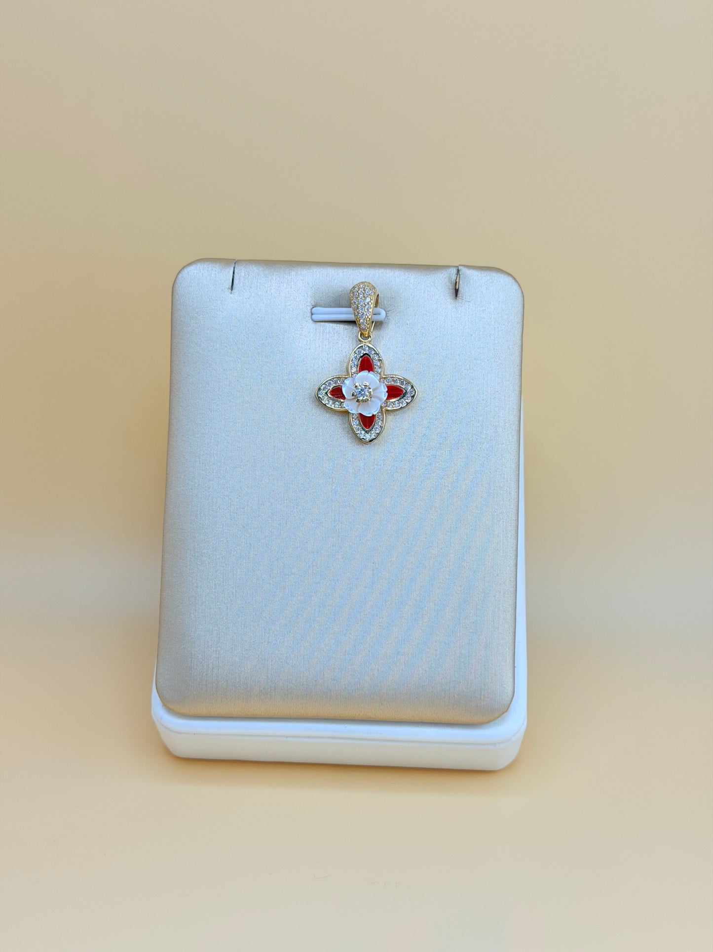 14K Gold Flower Pendant, Fits Chains Up to 4mm Wide. ch