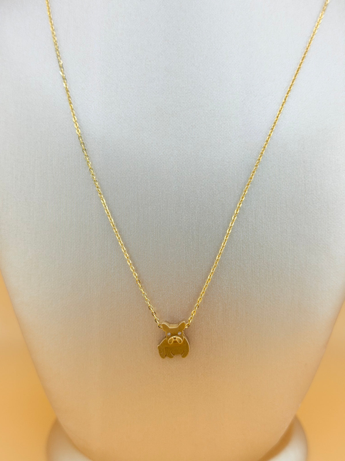 Solid Gold Chain with Dog Pendant, Adjustable 16”–18” Length, 1mm Thick. n
