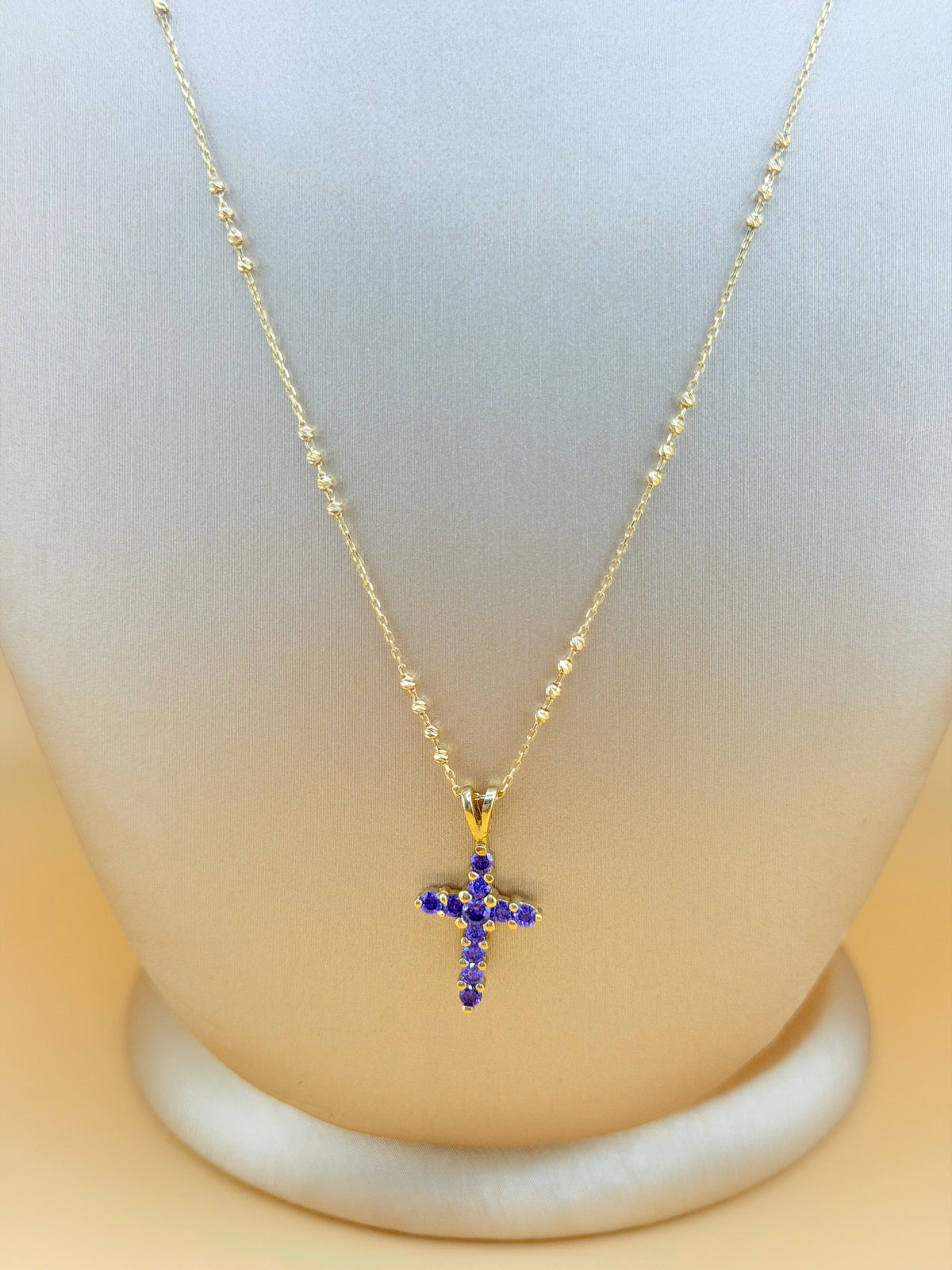 14kt Solid Gold Chain with Cross Pendant, 18” Long. n
