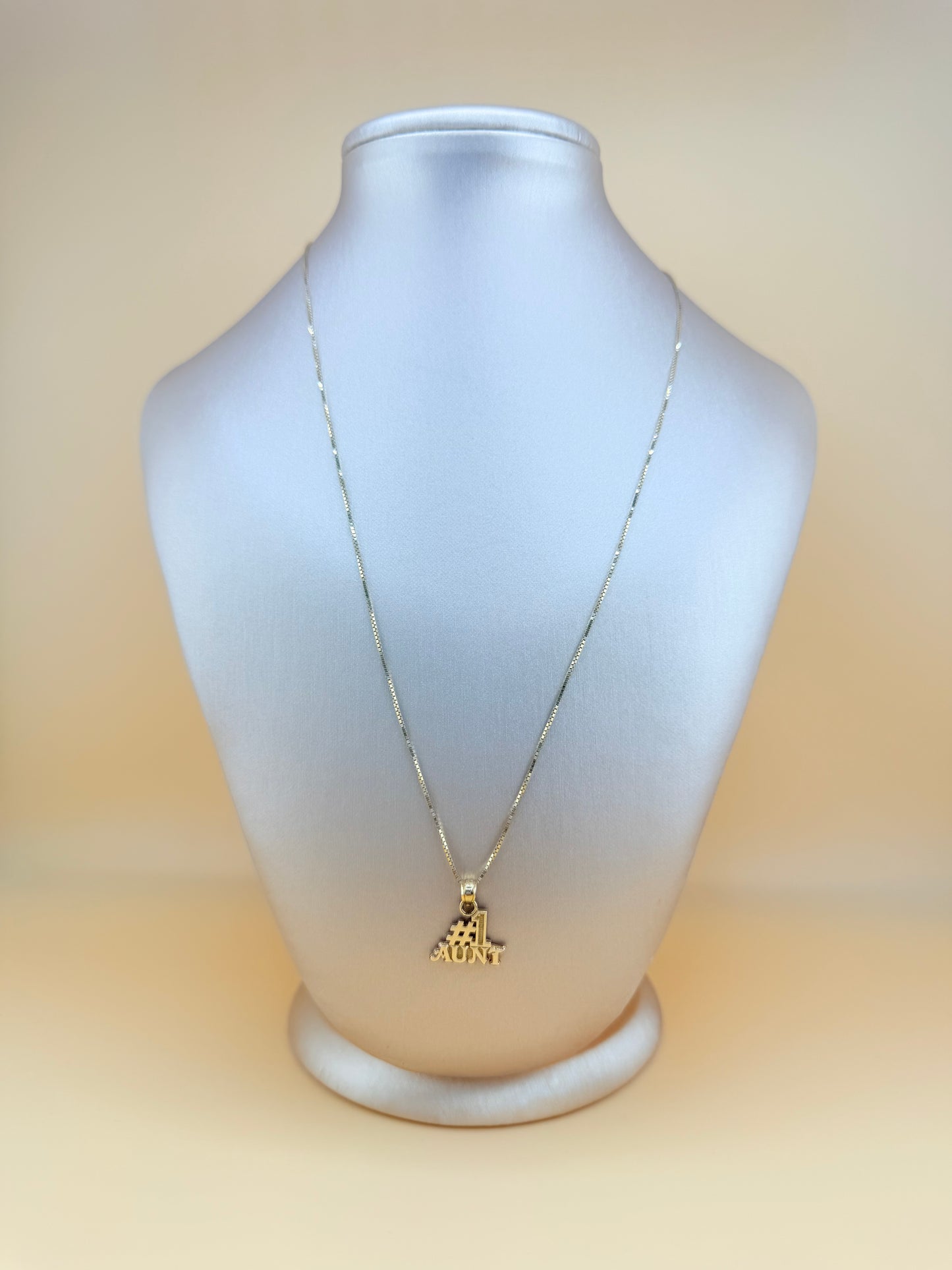10kt Solid Gold Chain and Pendant for Aunts, 18” Long, 0.8mm Thick. n