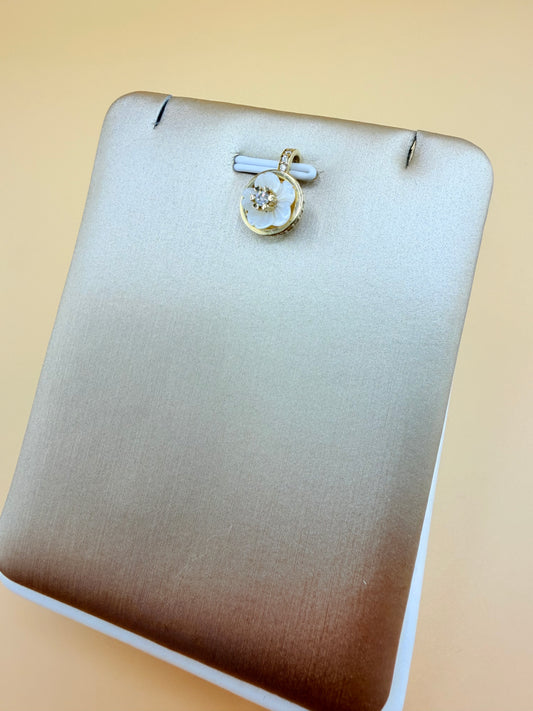 14K Solid Gold Flower Pendant, Fits Chains Up to 3mm Thick. ch