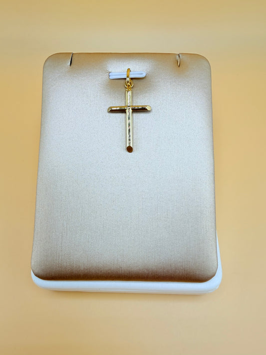 10K Small Semi-Solid Gold Cross Pendant, Fits Chains Up to 3mm Thick. ch
