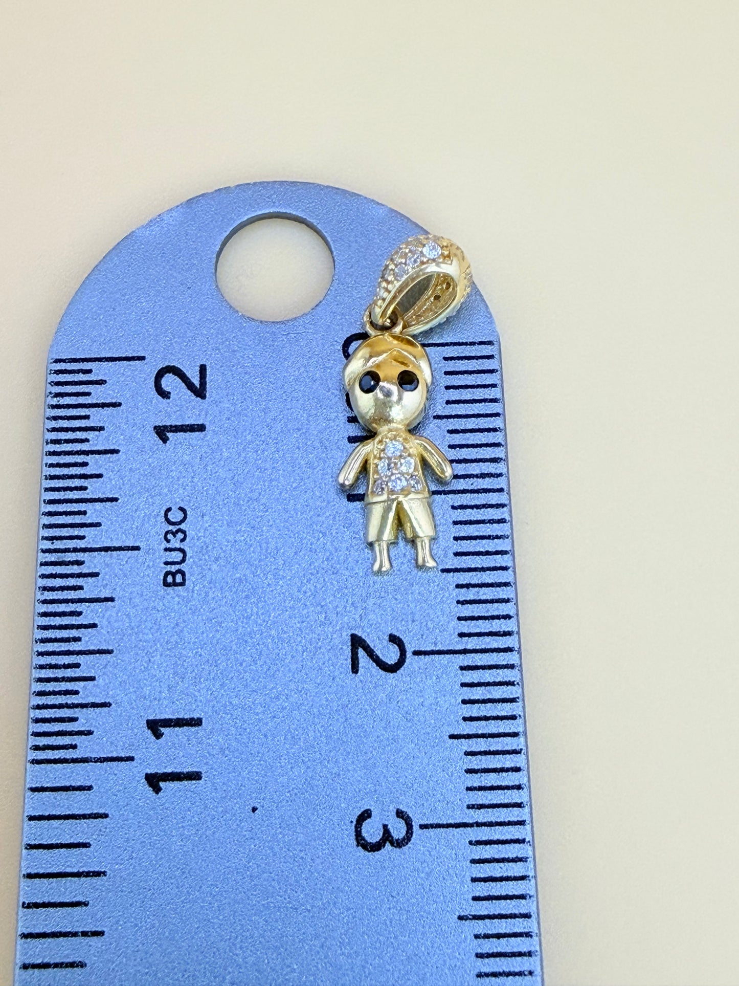 14K Gold Boy Pendant, Fits Chains Up to 2mm Thick. ch