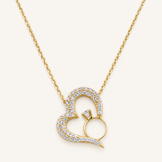 14kt Solid Gold Chain with Heart Pendant, Adjustable 16”–18” Length, 0.6mm Thick. n