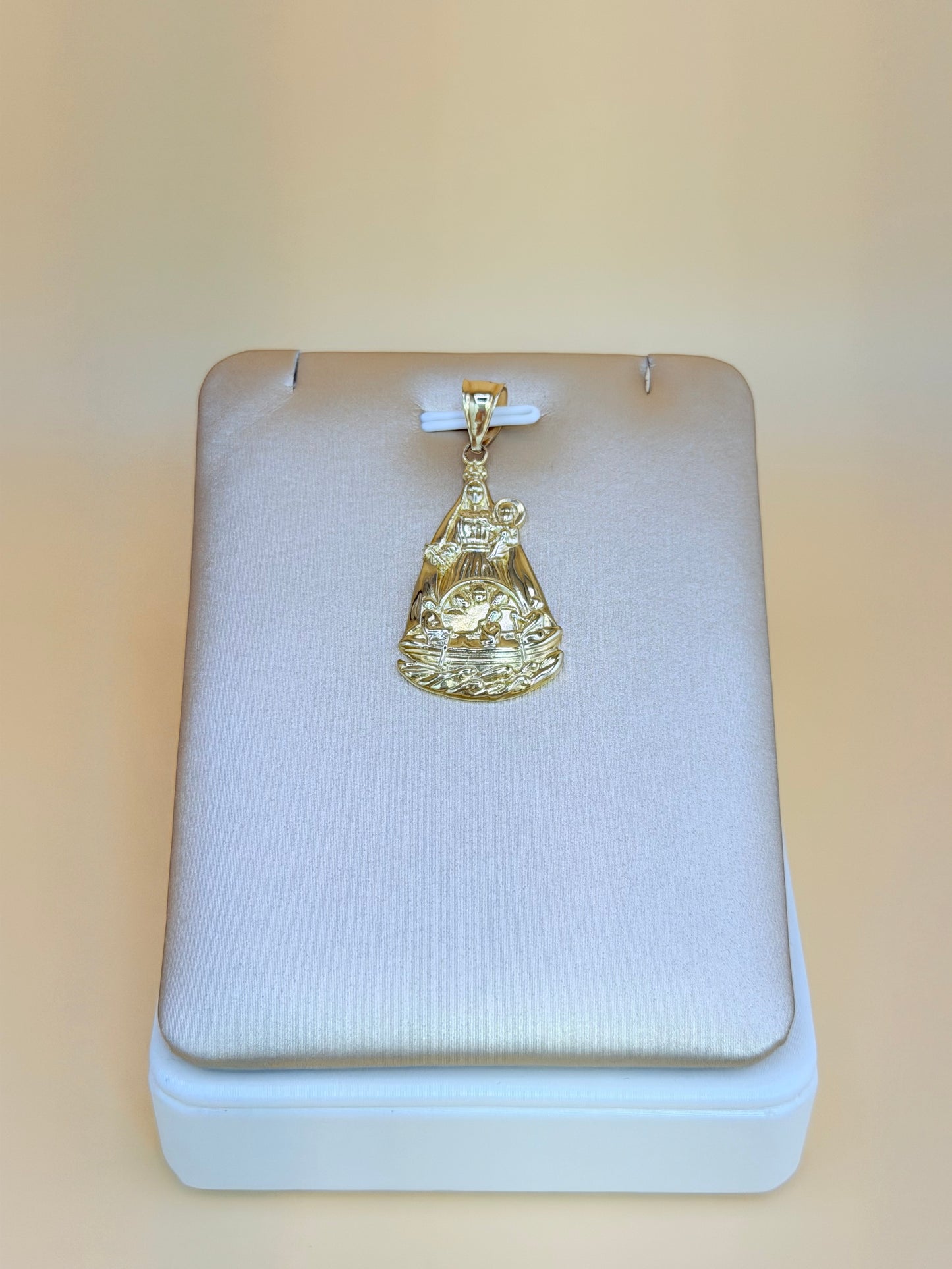 10K Gold Our Lady of Charity of El Cobre Pendant, Fits Chains Up to 5mm Thick. ch