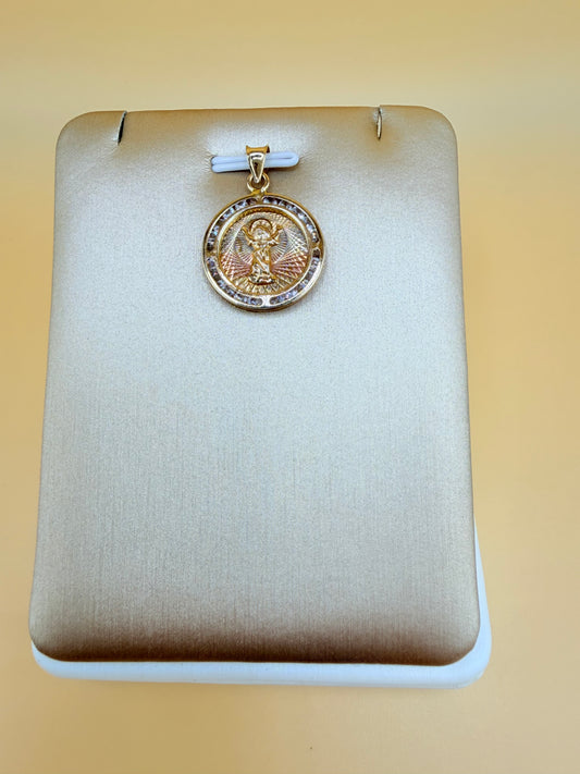 14K Gold Divine Child Medal Pendant, Fits Chains Up to 3mm Wide. ch