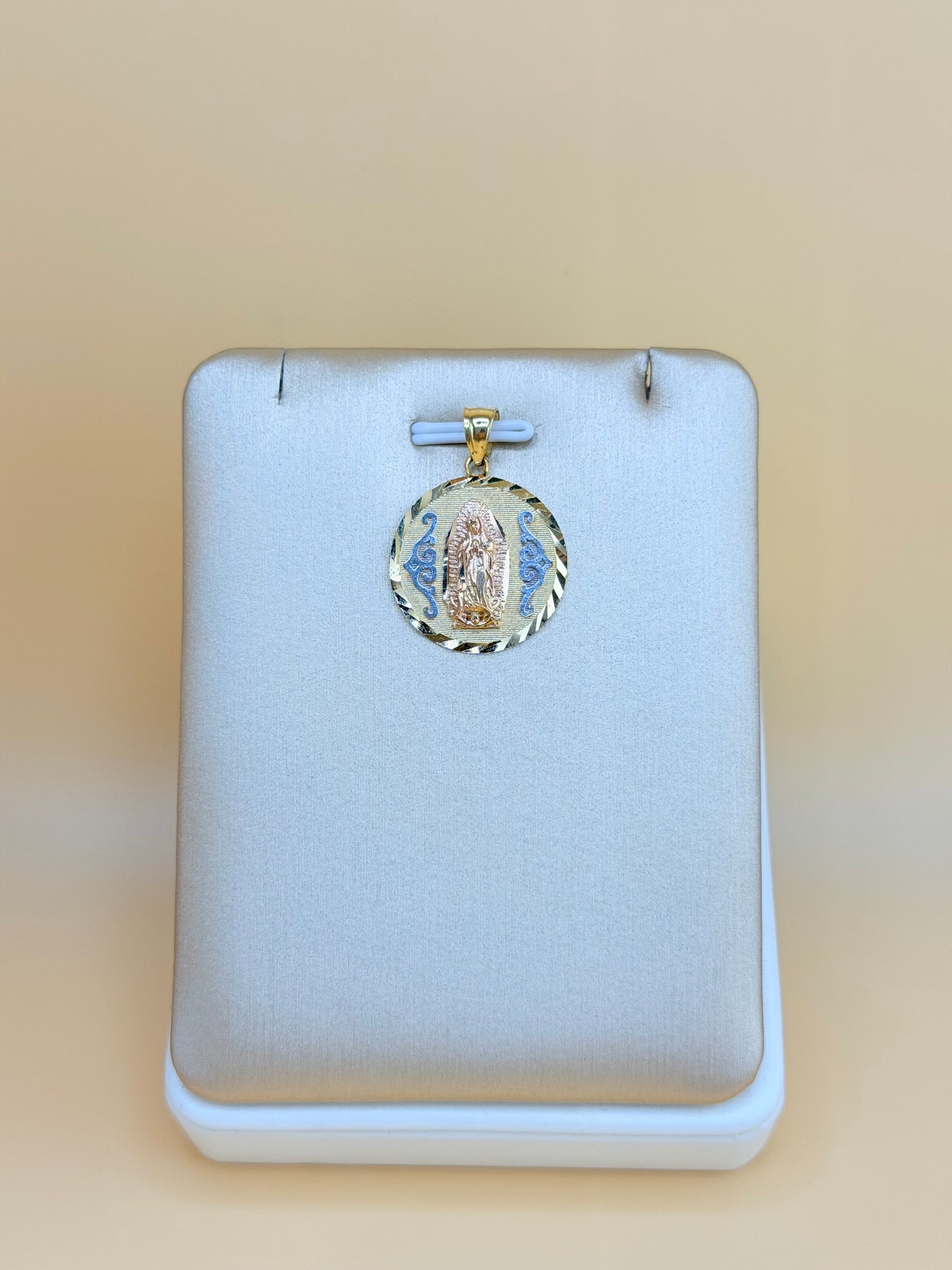 10K Gold Our Lady of Guadalupe Medal, Fits Chains Up to 4mm Thick. ch