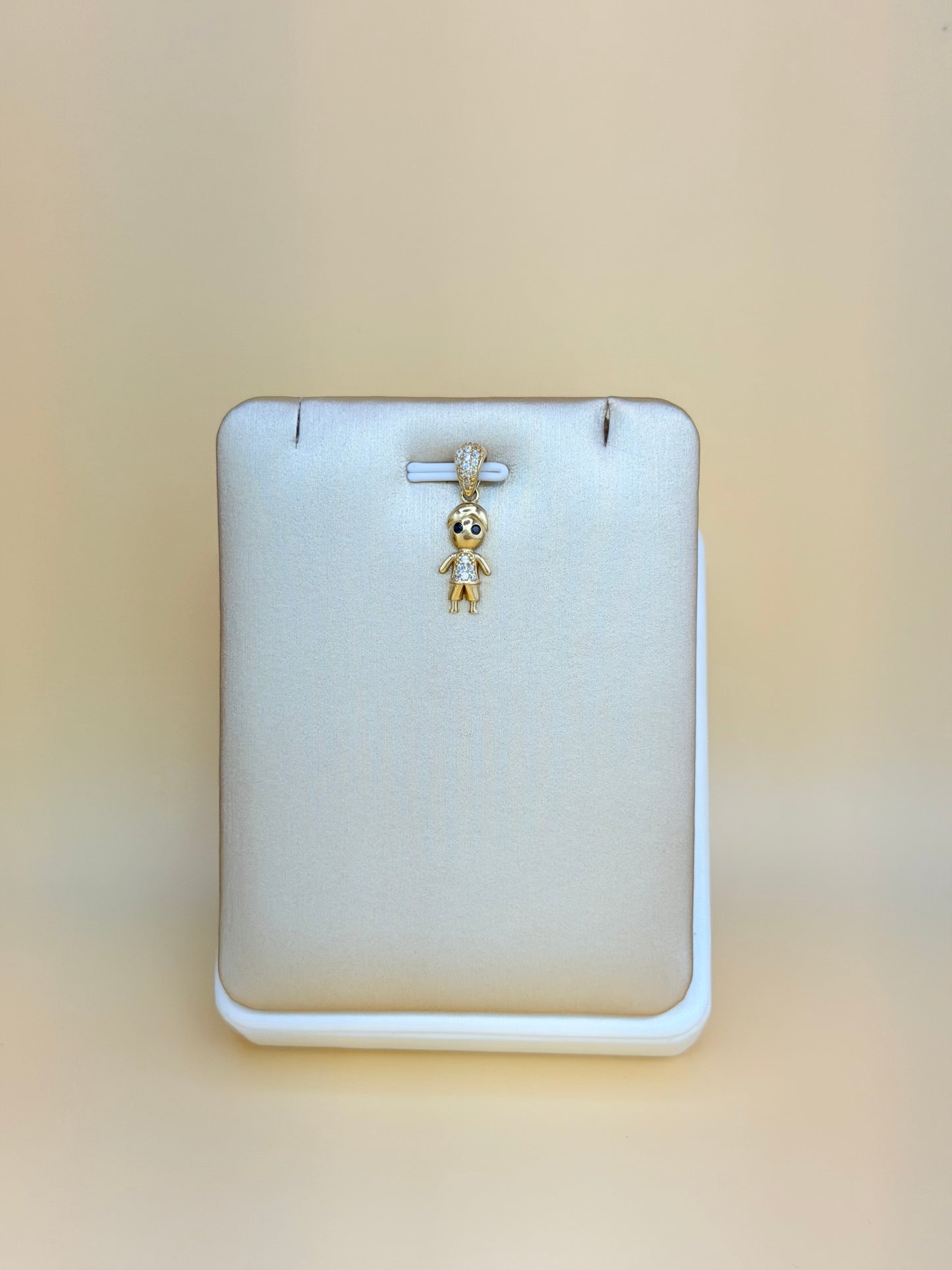 14K Gold Boy Pendant, Fits Chains Up to 2mm Thick. ch