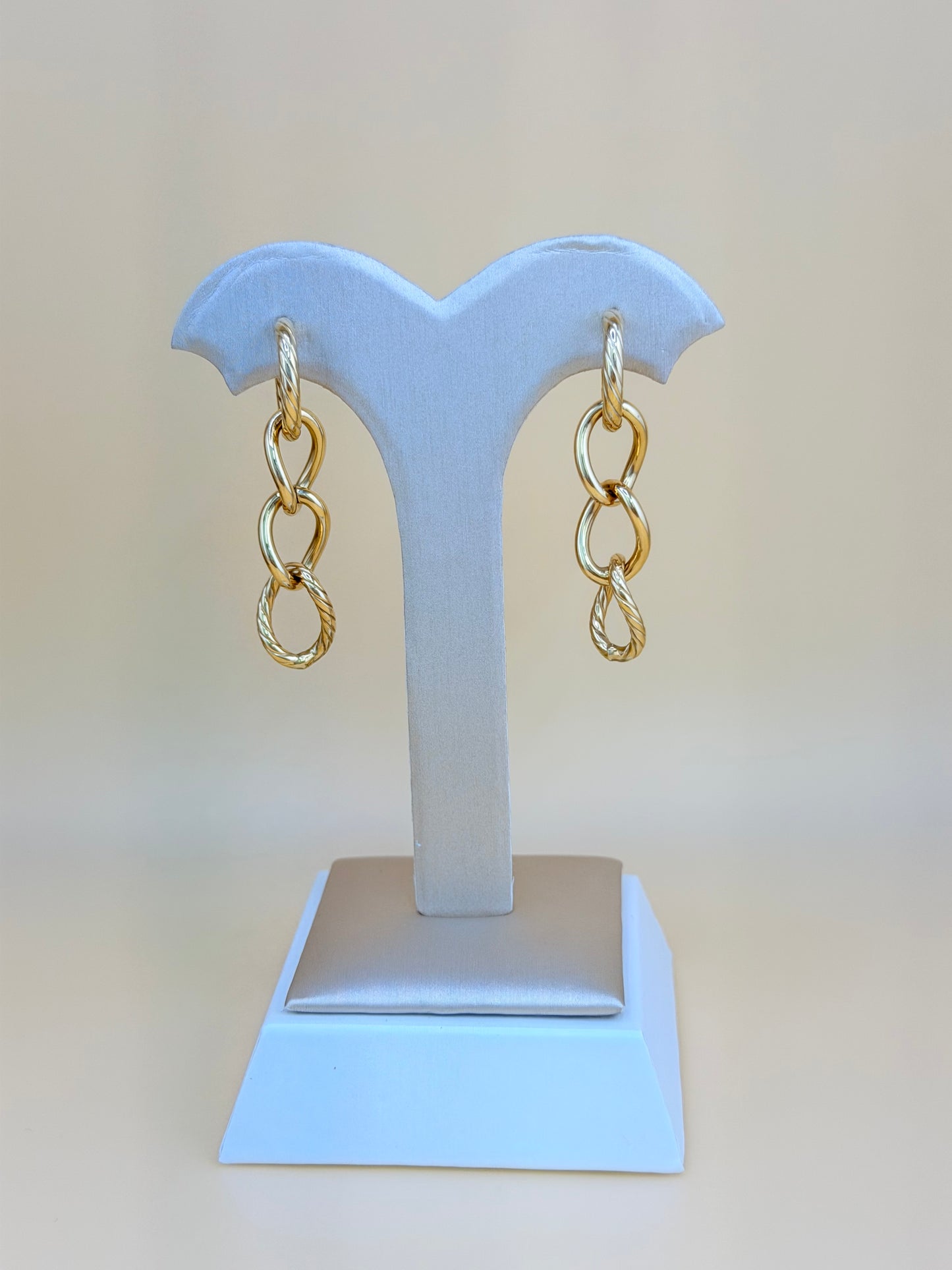 14kt Semi-Solid Gold Long Chain Earrings.