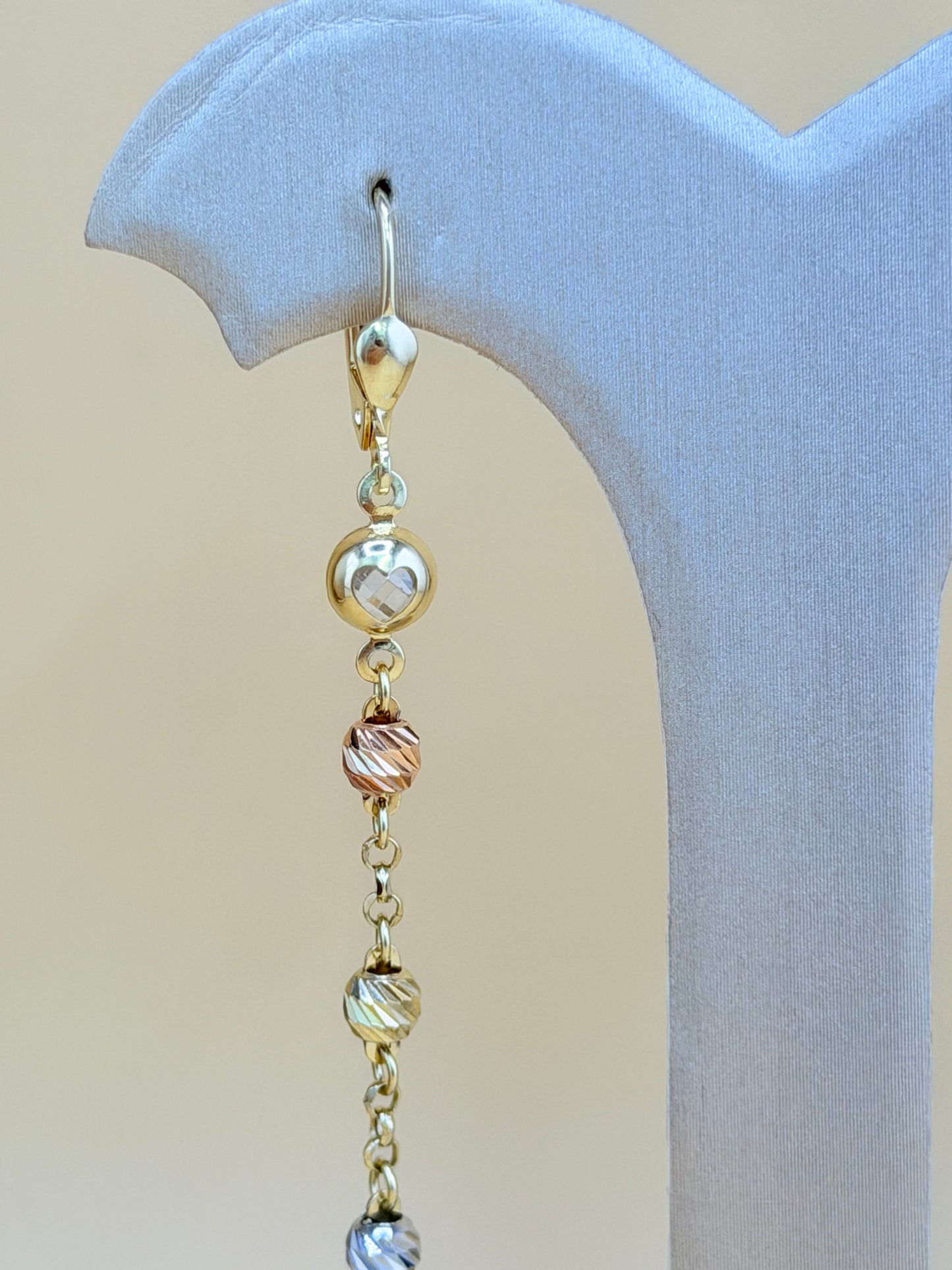 14kt Gold Long Our Lady of Guadalupe Earrings.