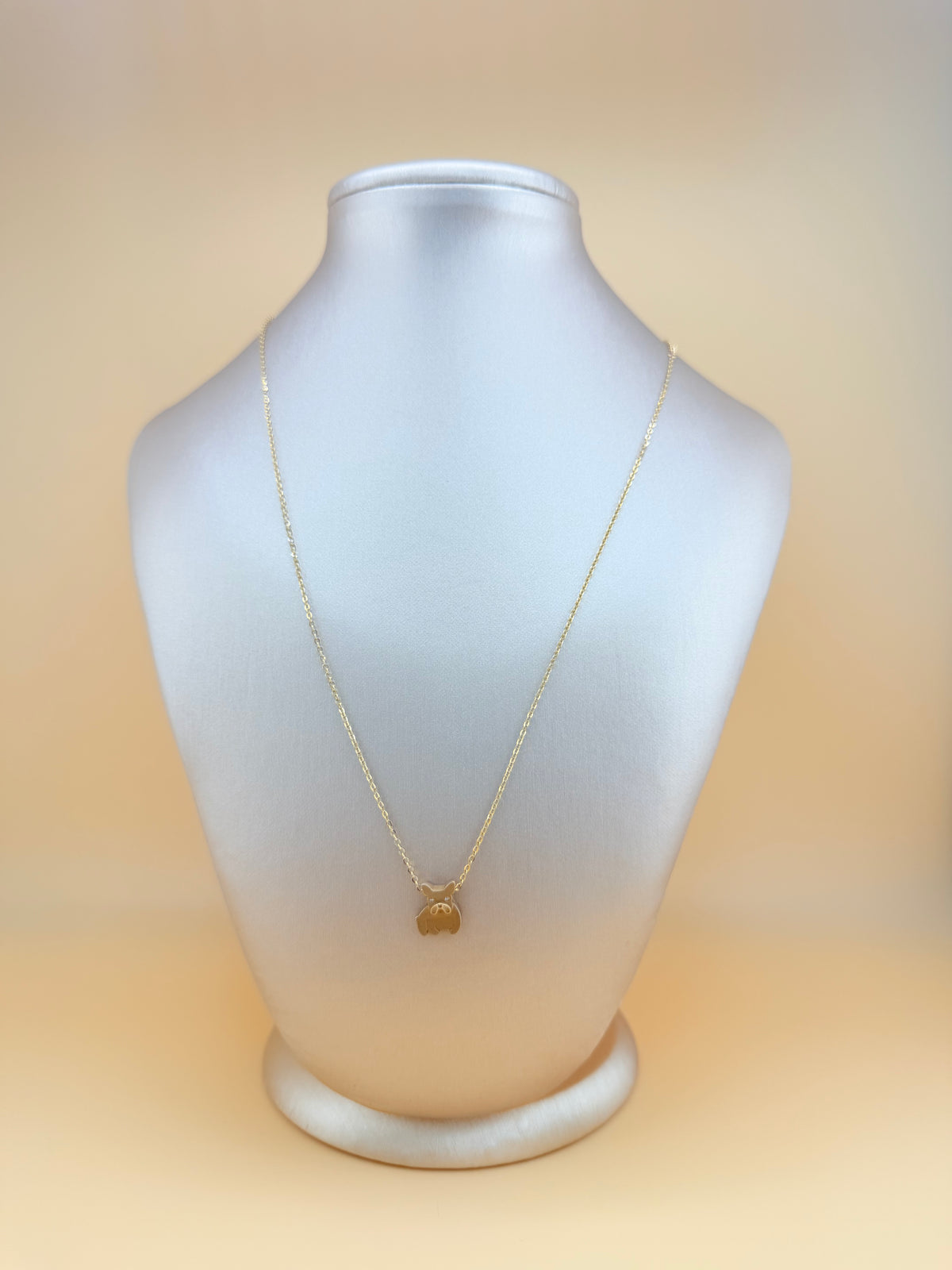 Solid Gold Chain with Dog Pendant, Adjustable 16”–18” Length, 1mm Thick. n