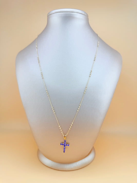 14kt Solid Gold Chain with Cross Pendant, 18” Long. n