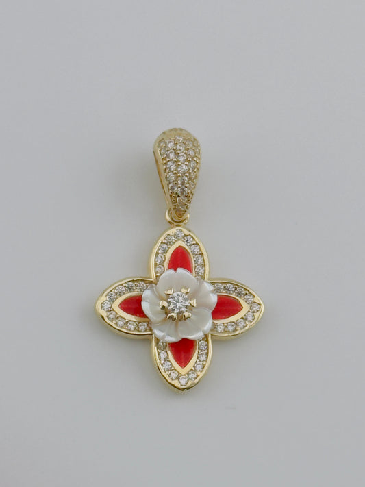 Flower Pendant, 14kt, ch40