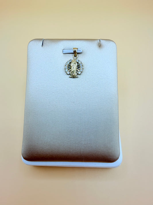 10K Gold Our Lady of Guadalupe Pendant, Fits Chains Up to 3mm Thick. ch