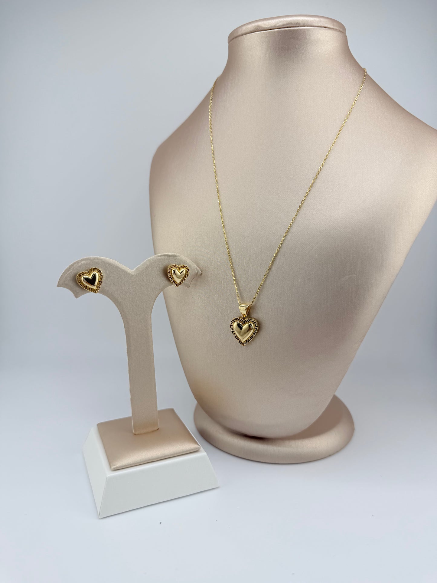 10K Gold Heart Set, Includes Earrings and Pendant. Chain Not Included. Pendant Fits Chains Up to 3mm Thick. s