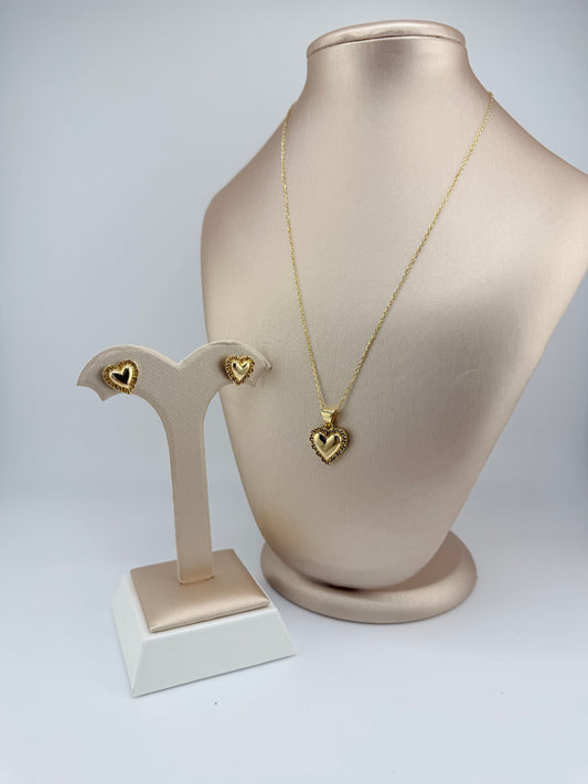 10K Gold Heart Set, Includes Earrings and Pendant. Chain Not Included. Pendant Fits Chains Up to 3mm Thick. s
