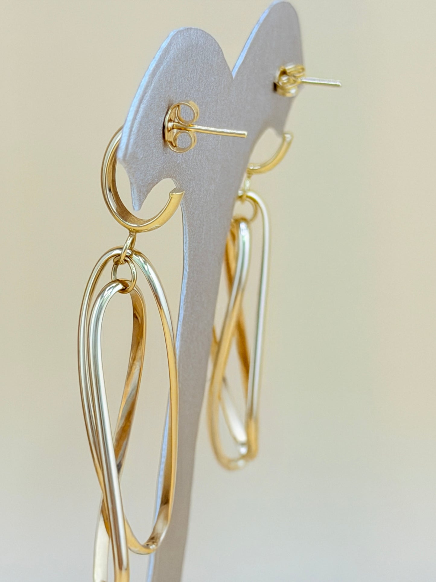 14kt Semi-Solid Gold Long Spiral Earrings.