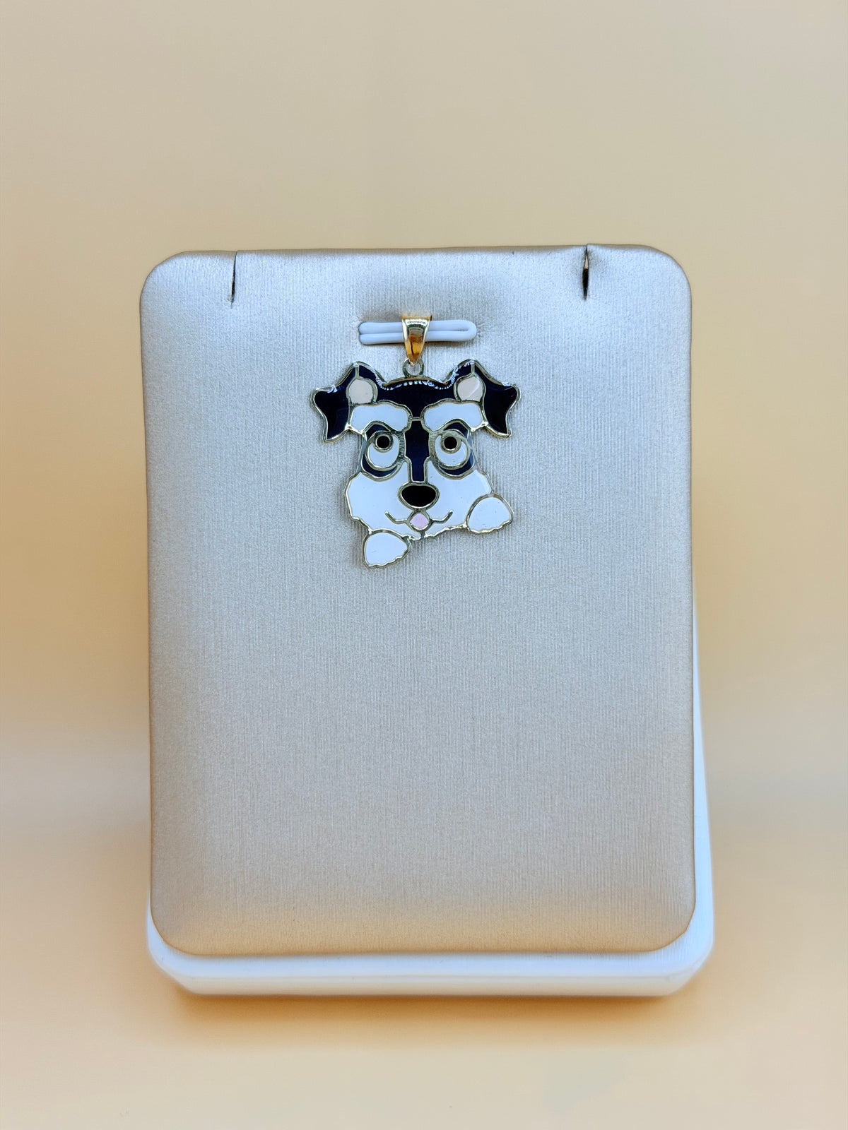 14K Gold Dog Pendant, Fits Chains Up to 3mm Thick, Double-Sided Design with the Same Figure on Both Sides. ch