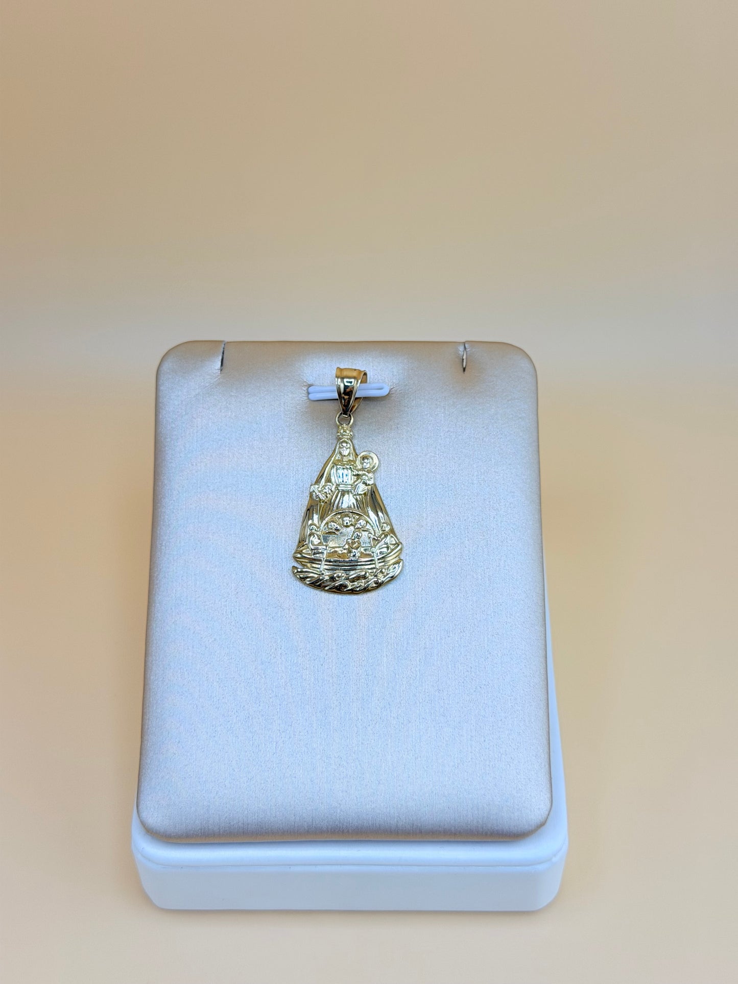 10K Gold Our Lady of Charity of El Cobre Pendant, Fits Chains Up to 5mm Thick. ch
