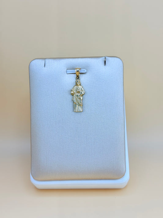 10K Gold St. Jude Pendant, Fits Chains Up to 4mm Thick. ch